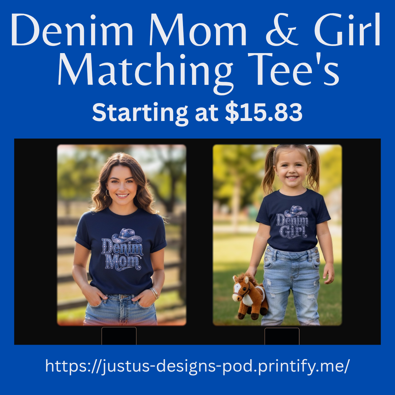 Kids Tee — 'Denim Girl' Cowgirl Hat Graphic