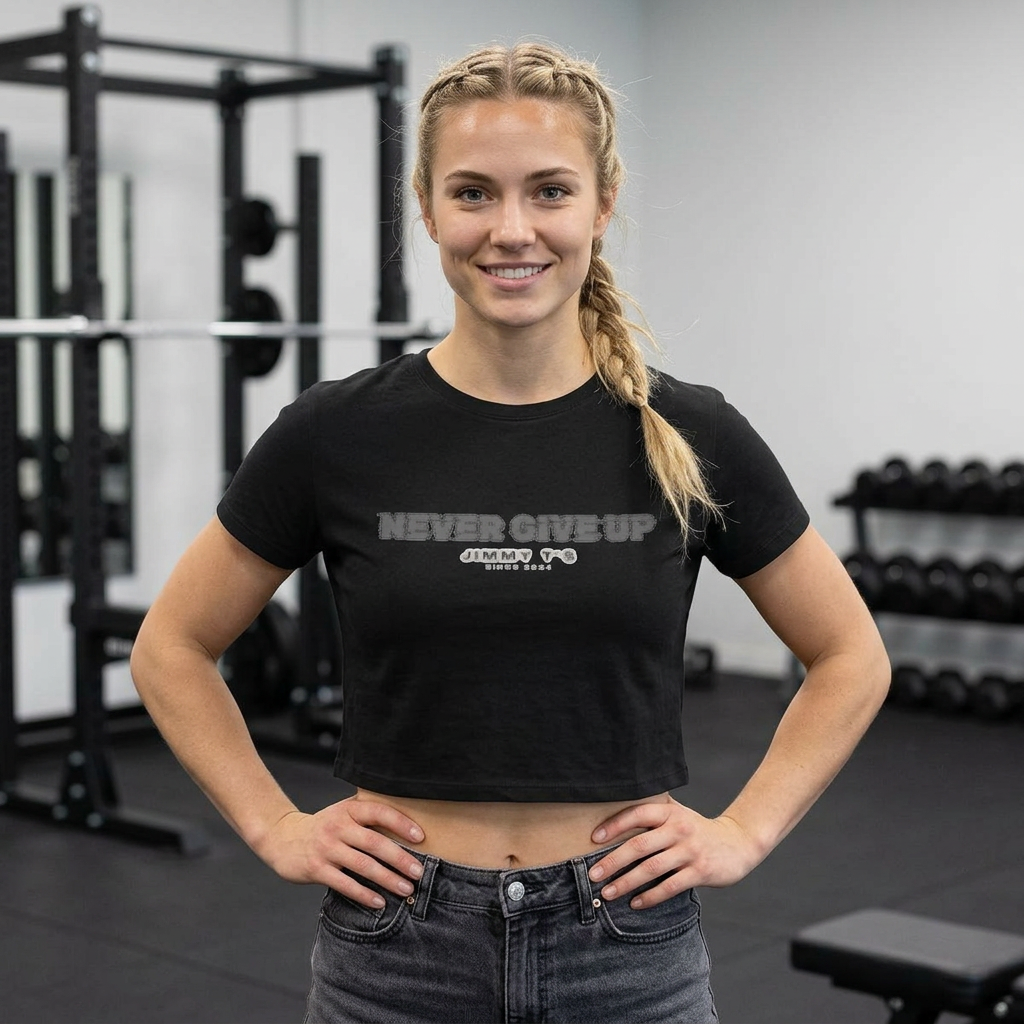 Jimmy T's Apparel Never Give Up Women's Baby Tee