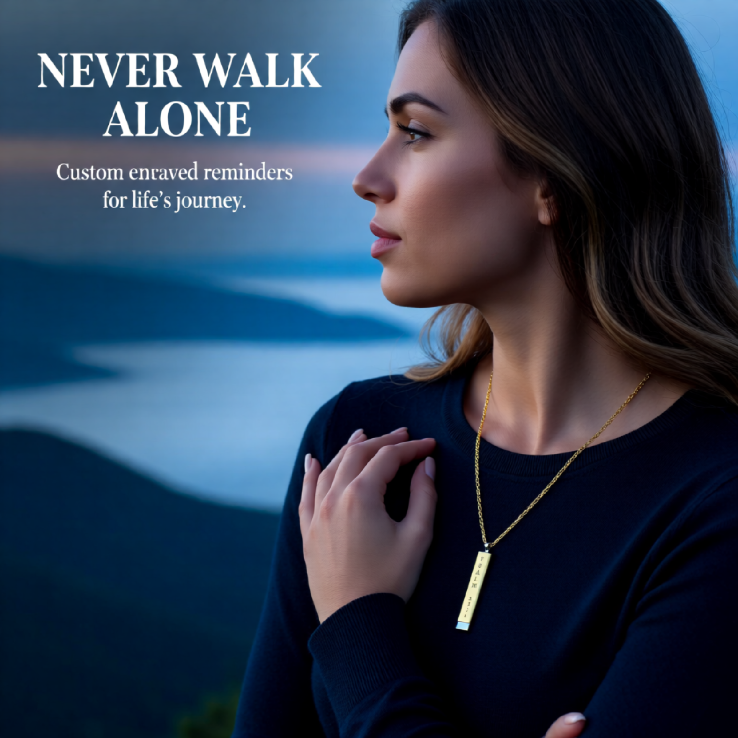 Engraved Sliding Bar Necklace | Custom Psalm 23:1 Message | Thoughtful Gift for Mom, Dad & More product thumbnail image Engraved Sliding Bar Necklace | Custom Psalm 23:1 Message | Thoughtful Gift for Mom, Dad & More product thumbnail image