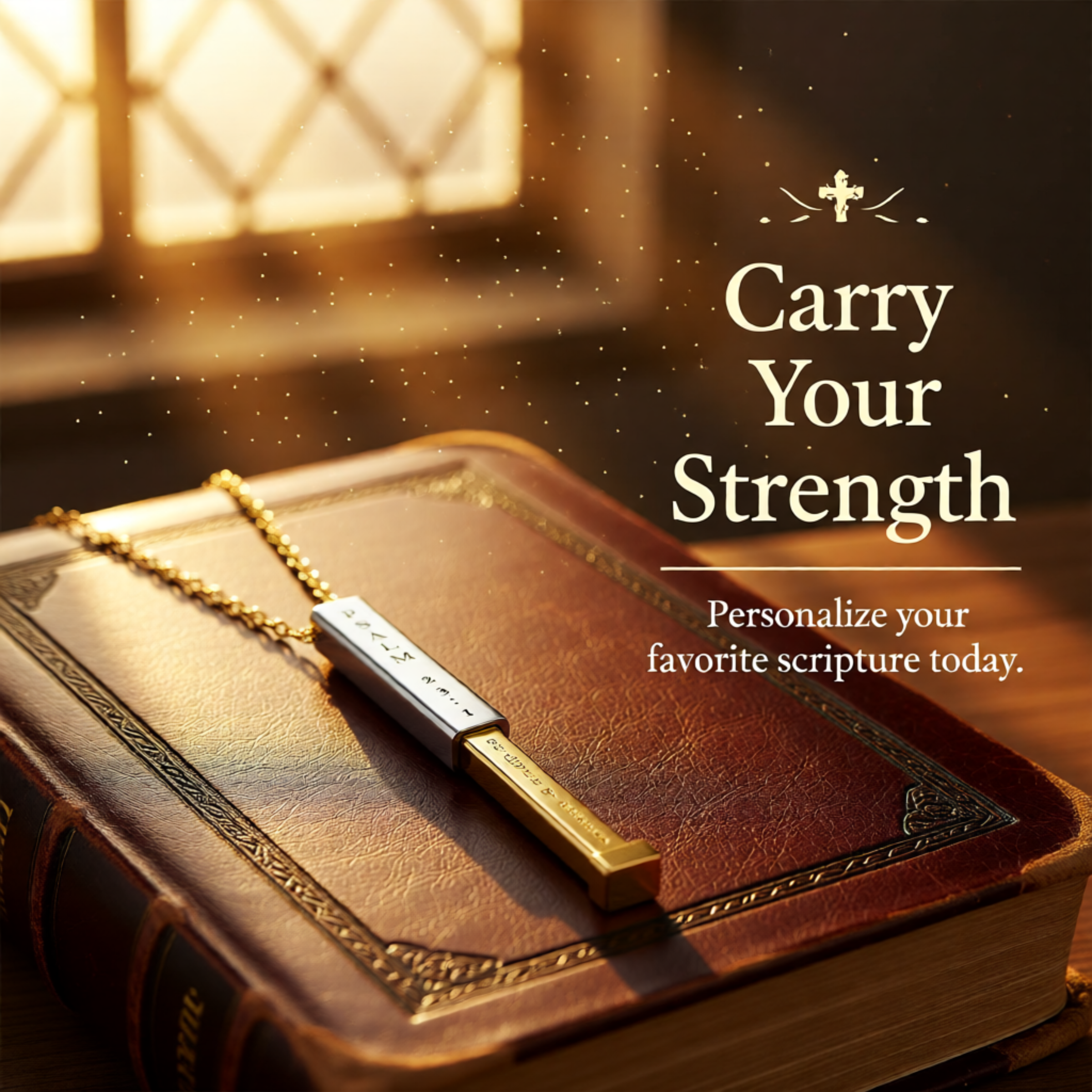 Engraved Sliding Bar Necklace | Custom Psalm 23:1 Message | Thoughtful Gift for Mom, Dad &amp; More product thumbnail image