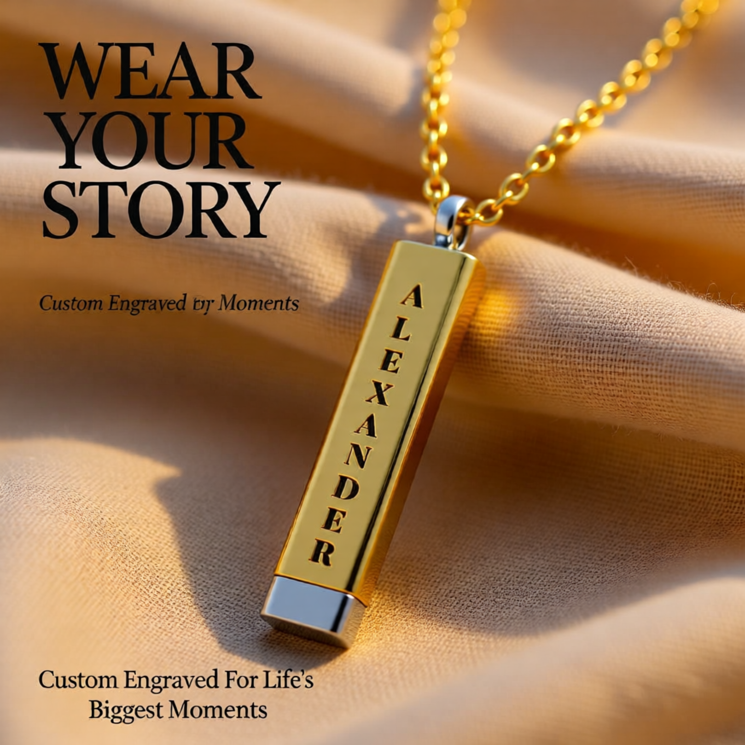 Personalized Sliding Bar Necklace | Custom Secret Message Engraving | Perfect Gift for Him &amp; Her product thumbnail image