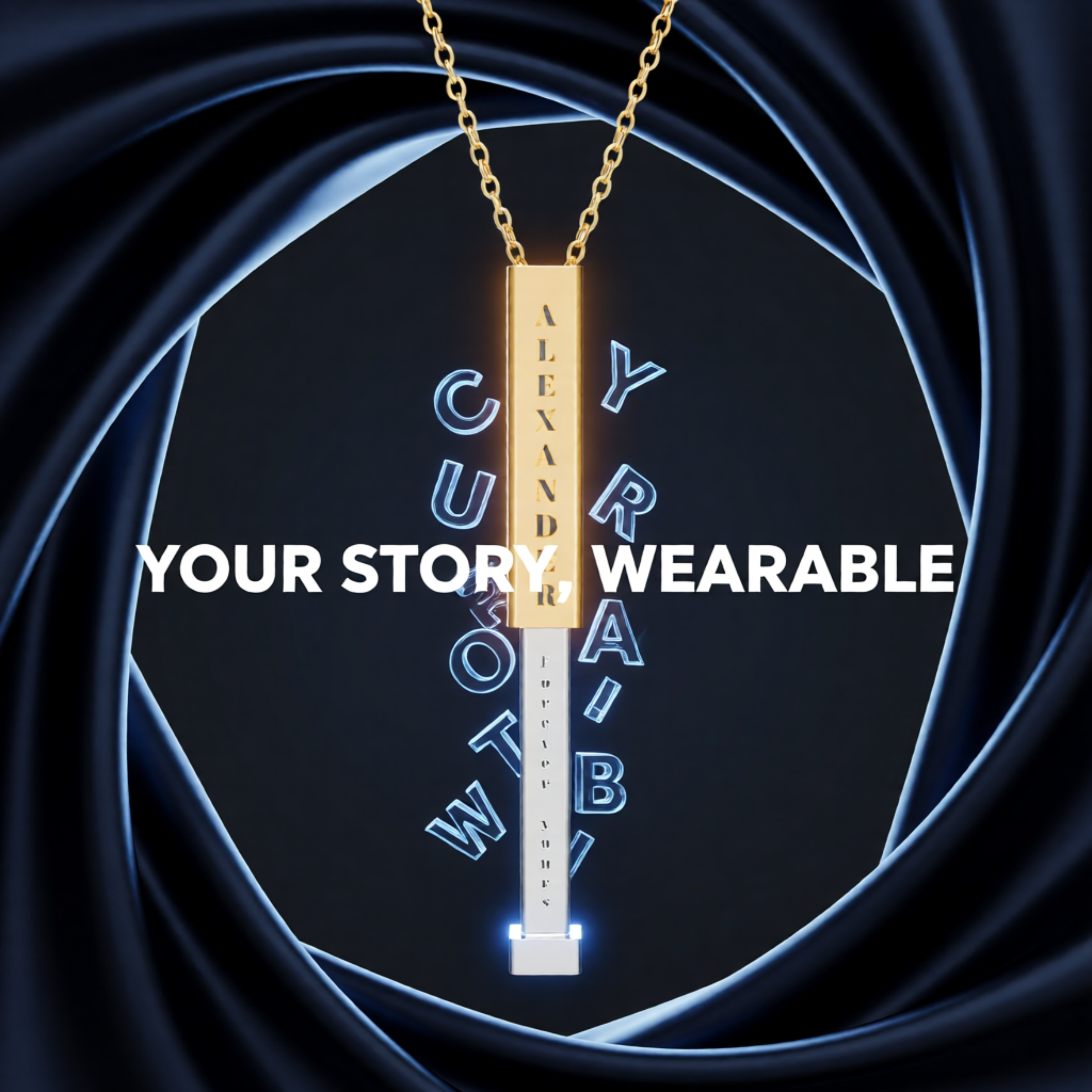 Personalized Sliding Bar Necklace | Custom Secret Message Engraving | Perfect Gift for Him &amp; Her product thumbnail image