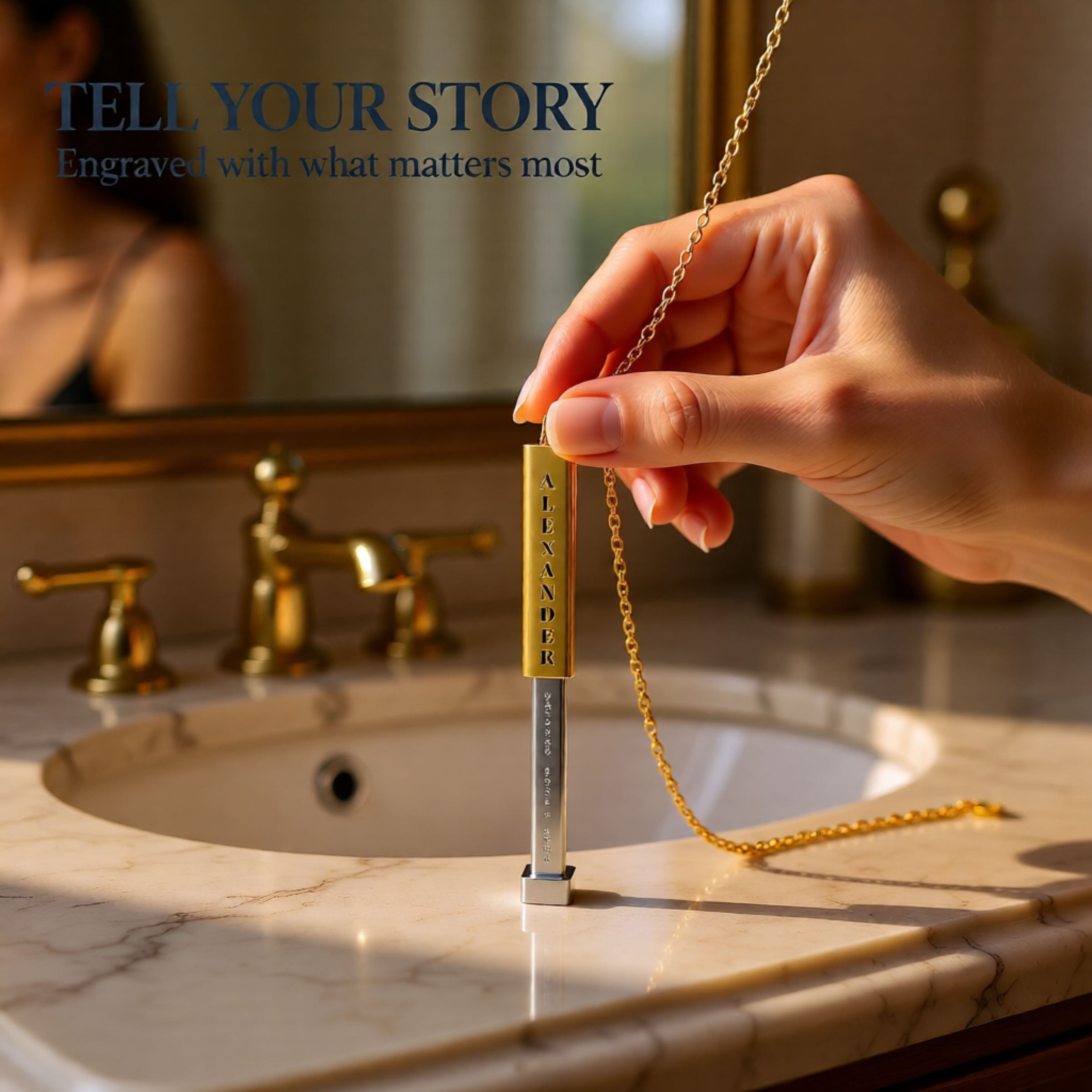 Personalized Sliding Bar Necklace | Custom Secret Message Engraving | Perfect Gift for Him &amp; Her product thumbnail image