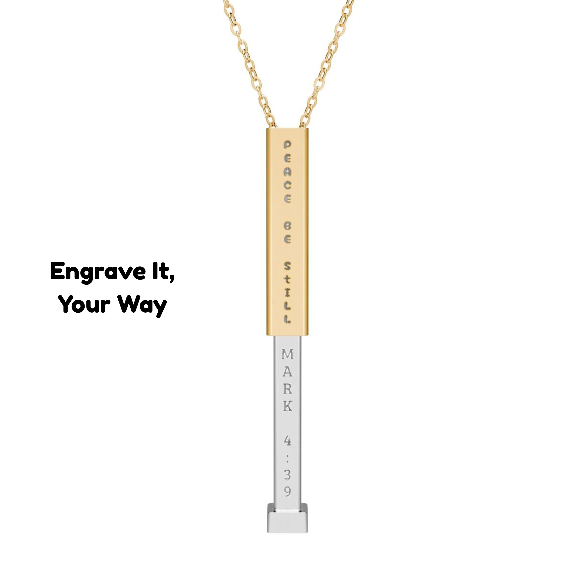 Engraved Secret Message Necklace | Personalized Peace Be Still Bar Pendant | Unique Gift Idea product thumbnail image