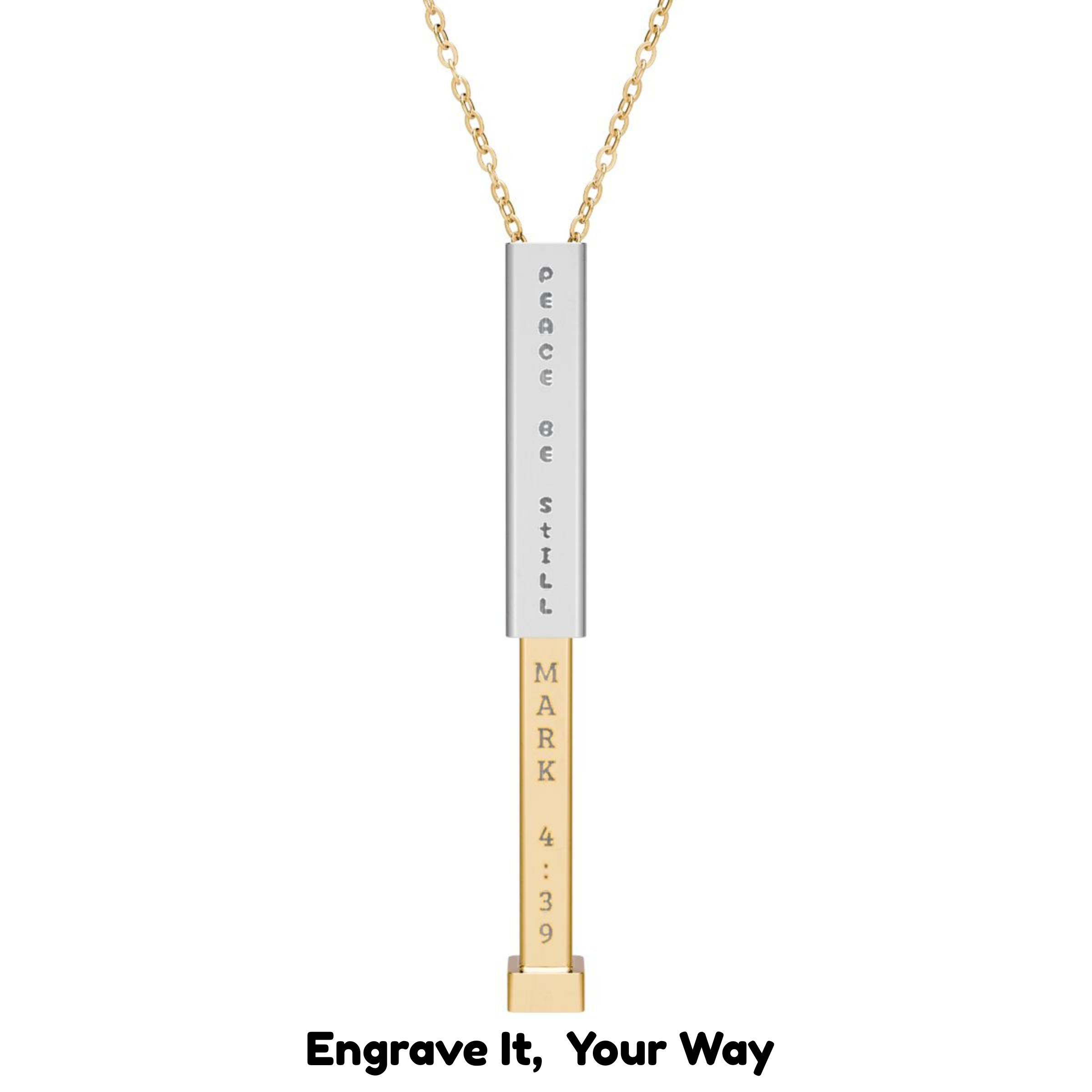 Engraved Secret Message Necklace | Personalized Peace Be Still Bar Pendant | Unique Gift Idea product thumbnail image