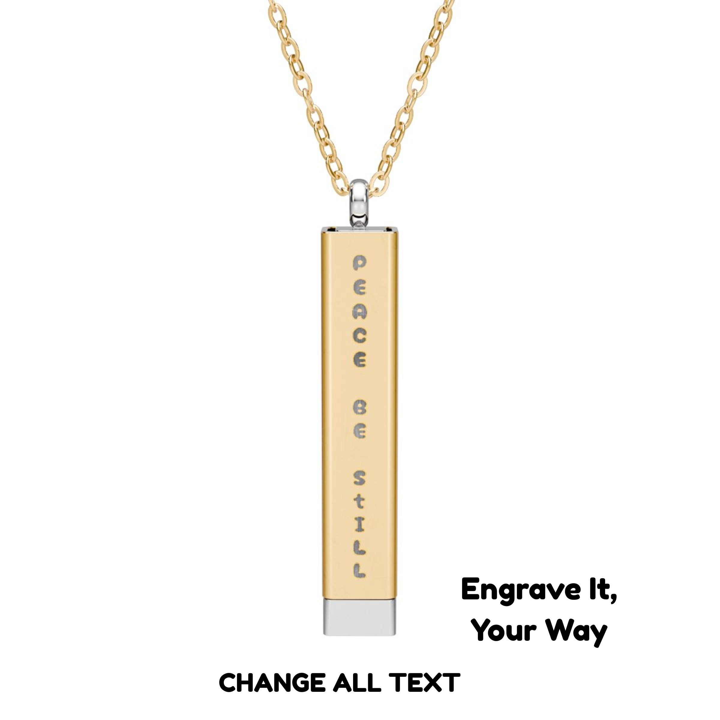 Engraved Secret Message Necklace | Personalized Peace Be Still Bar Pendant | Unique Gift Idea product thumbnail image