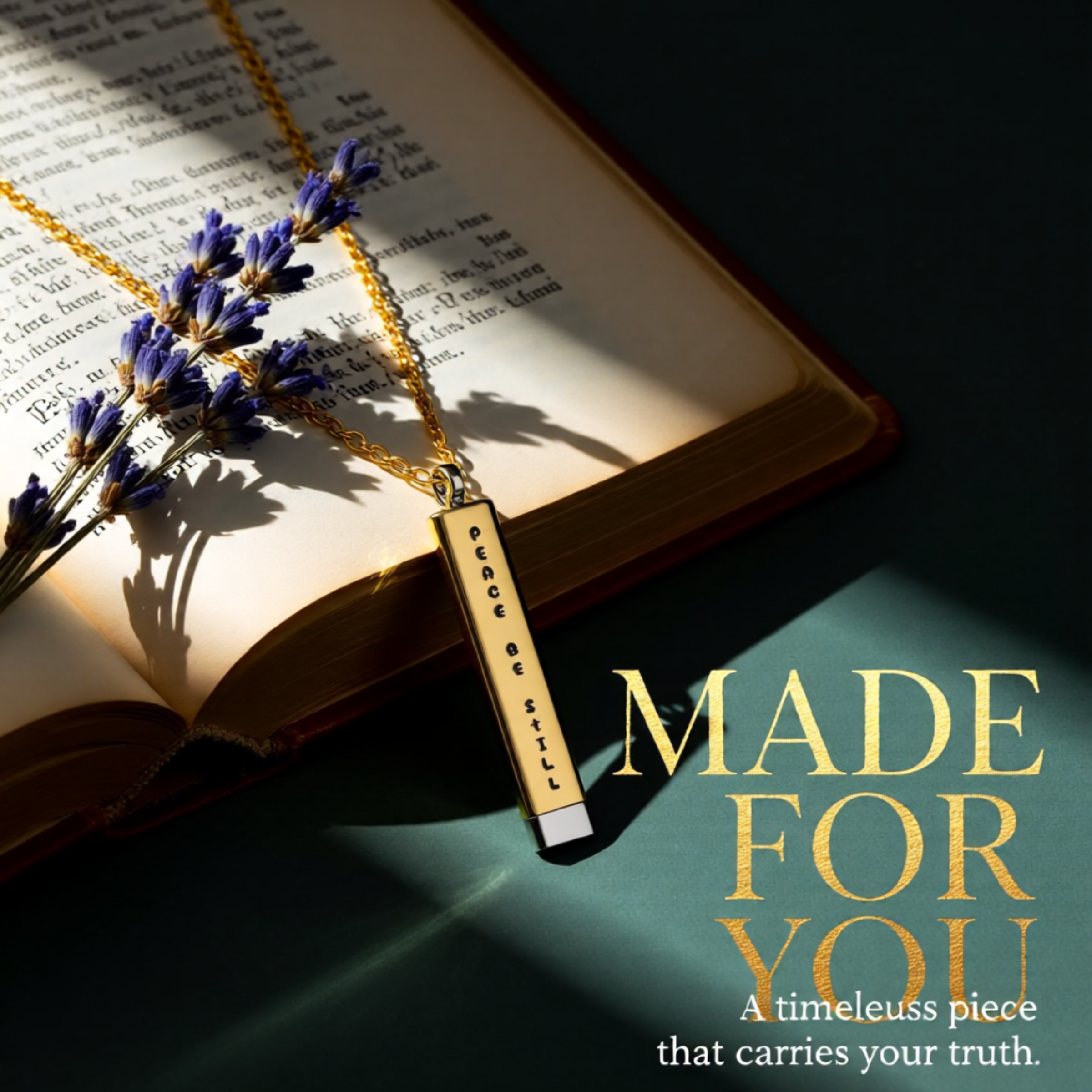 Engraved Secret Message Necklace | Personalized Peace Be Still Bar Pendant | Unique Gift Idea product thumbnail image Engraved Secret Message Necklace | Personalized Peace Be Still Bar Pendant | Unique Gift Idea product thumbnail image