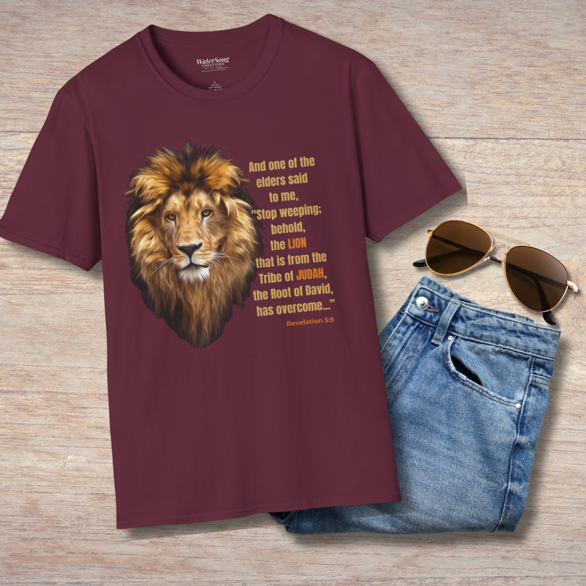 Lion of Judah Soft Cotton T-Shirt - Revelation 5:5 product thumbnail image