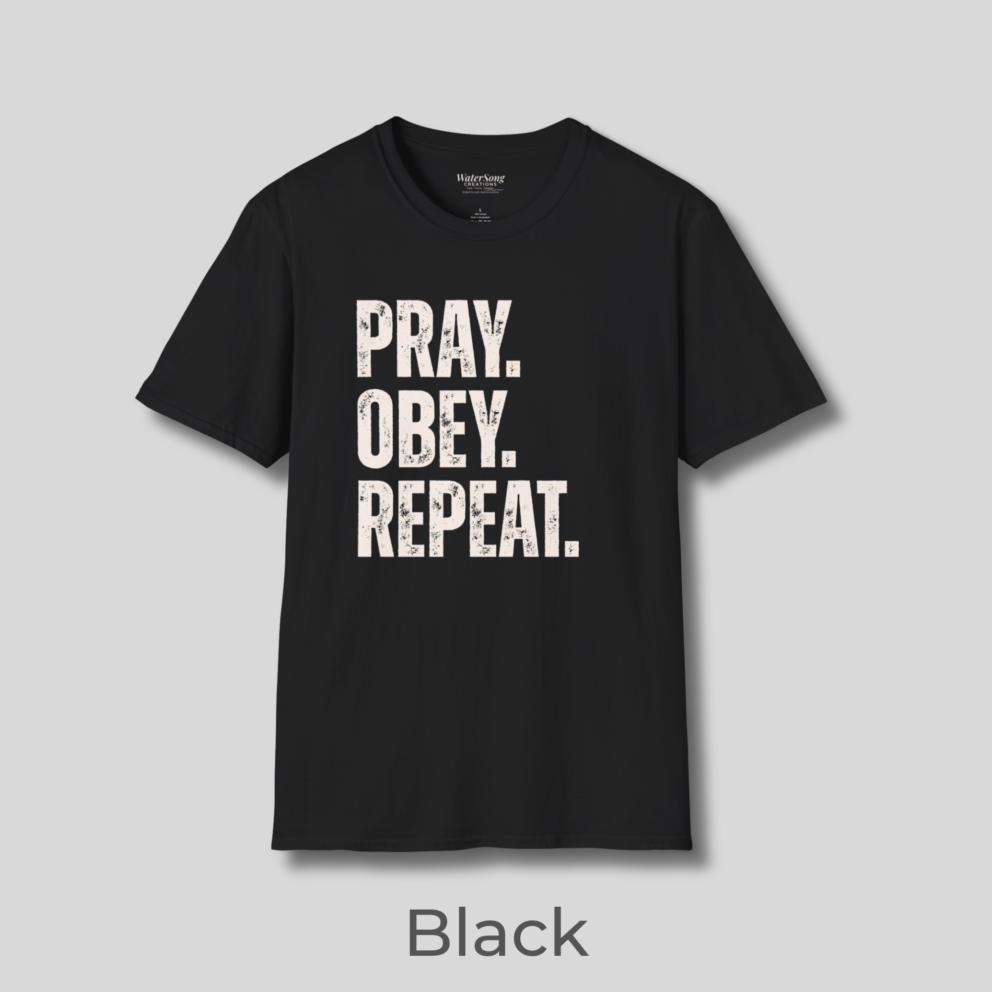 Pray Obey Repeat Soft Cotton T-Shirt product thumbnail image
