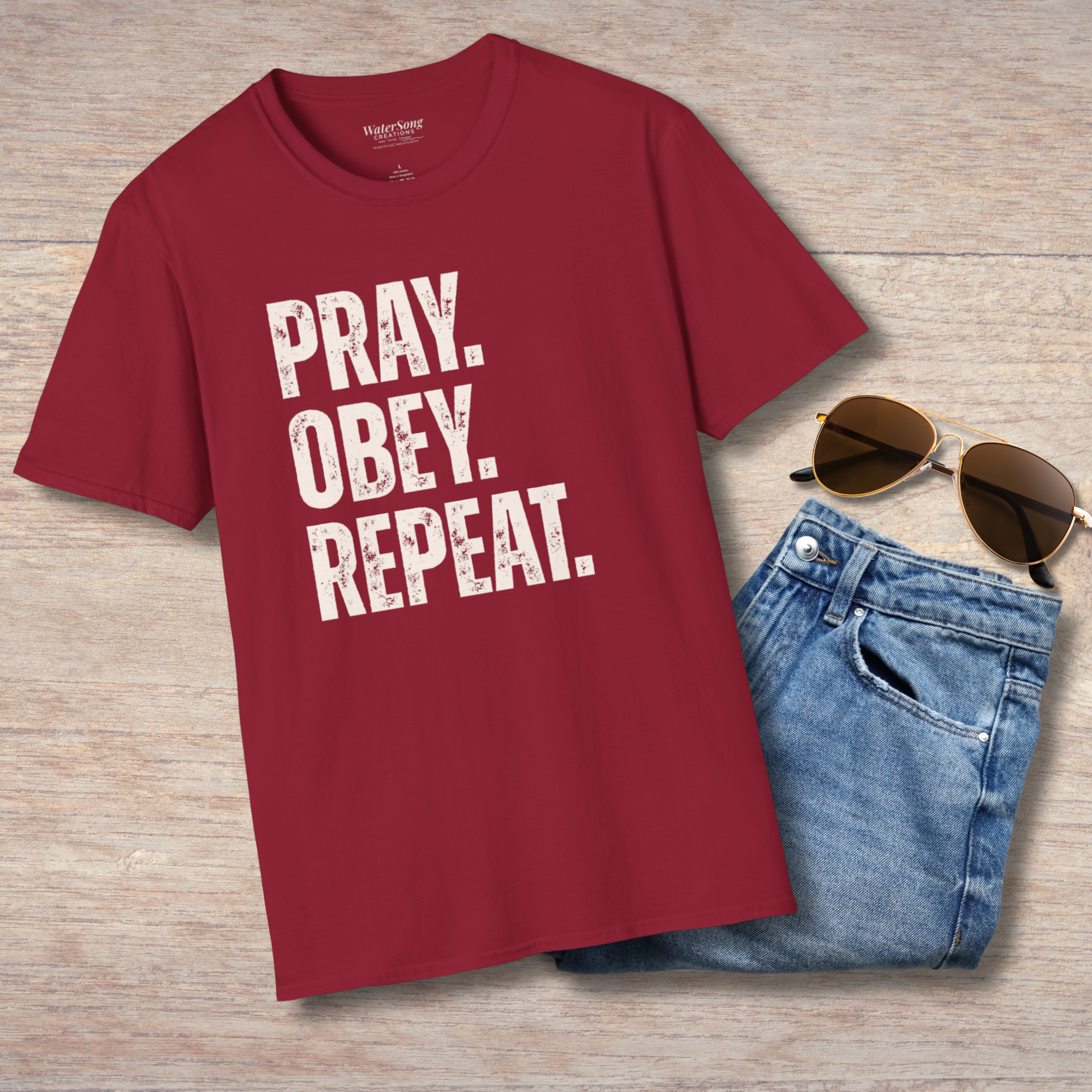 Pray Obey Repeat Soft Cotton T-Shirt