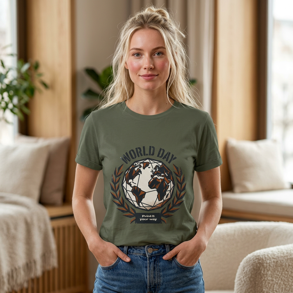 World Day Globe T-Shirt — Vintage Earth & Laurel Graphic product thumbnail image World Day Globe T-Shirt — Vintage Earth & Laurel Graphic product thumbnail image
