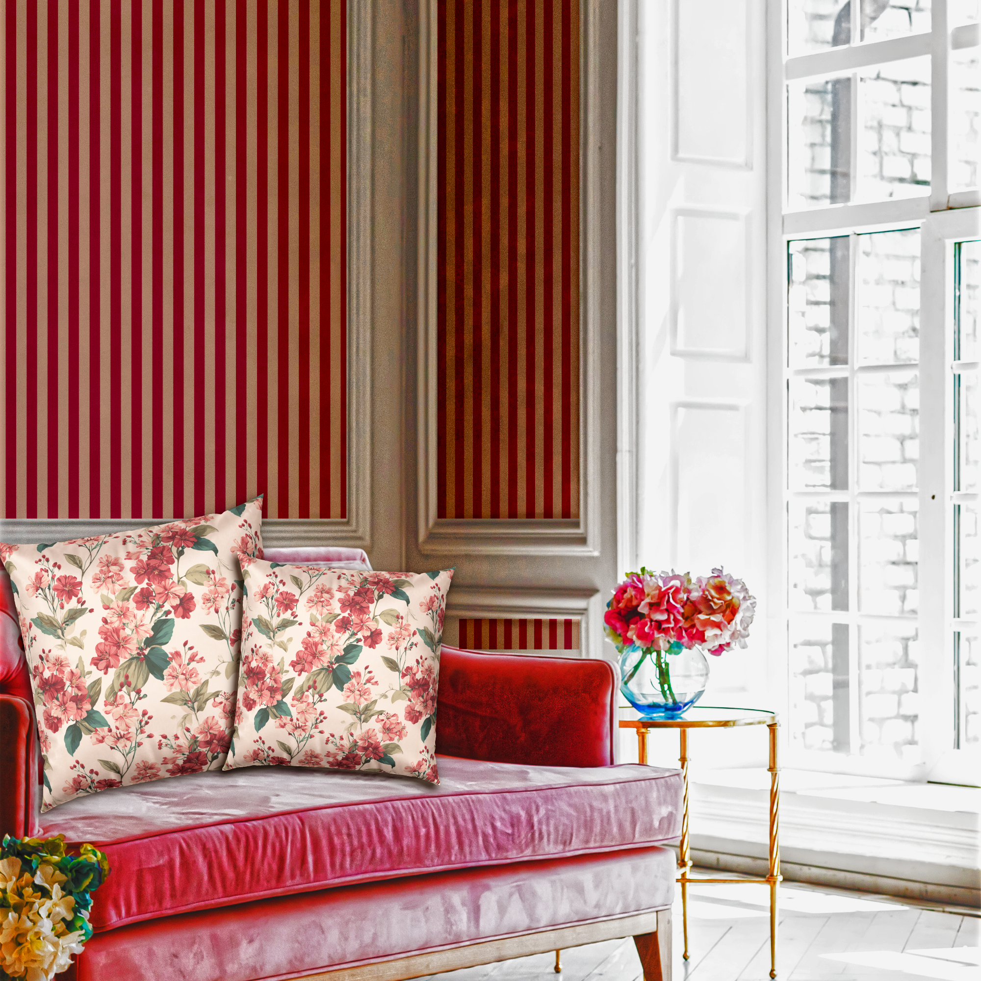 Velvet Floral Throw Pillow - Hibiscus on Pink Decorative Pillow product thumbnail image Velvet Floral Throw Pillow - Hibiscus on Pink Decorative Pillow product thumbnail image