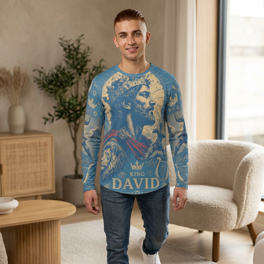 King David Long Sleeve Shirt — Biblical Israel Patriotic UV Protection Top product thumbnail image