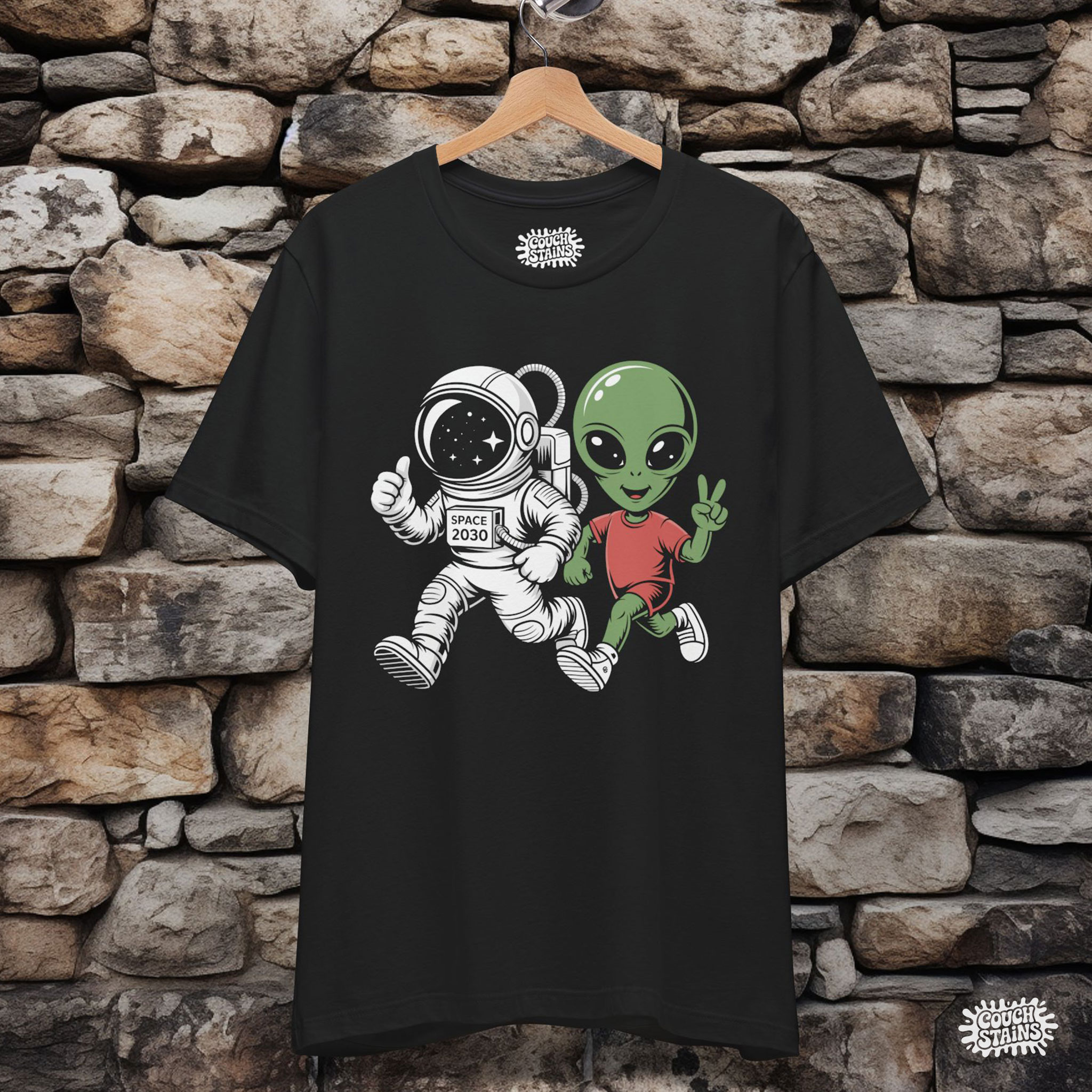 Space Race – Astronaut & Alien Adventure Unisex T-Shirt product thumbnail image Space Race – Astronaut & Alien Adventure Unisex T-Shirt product thumbnail image
