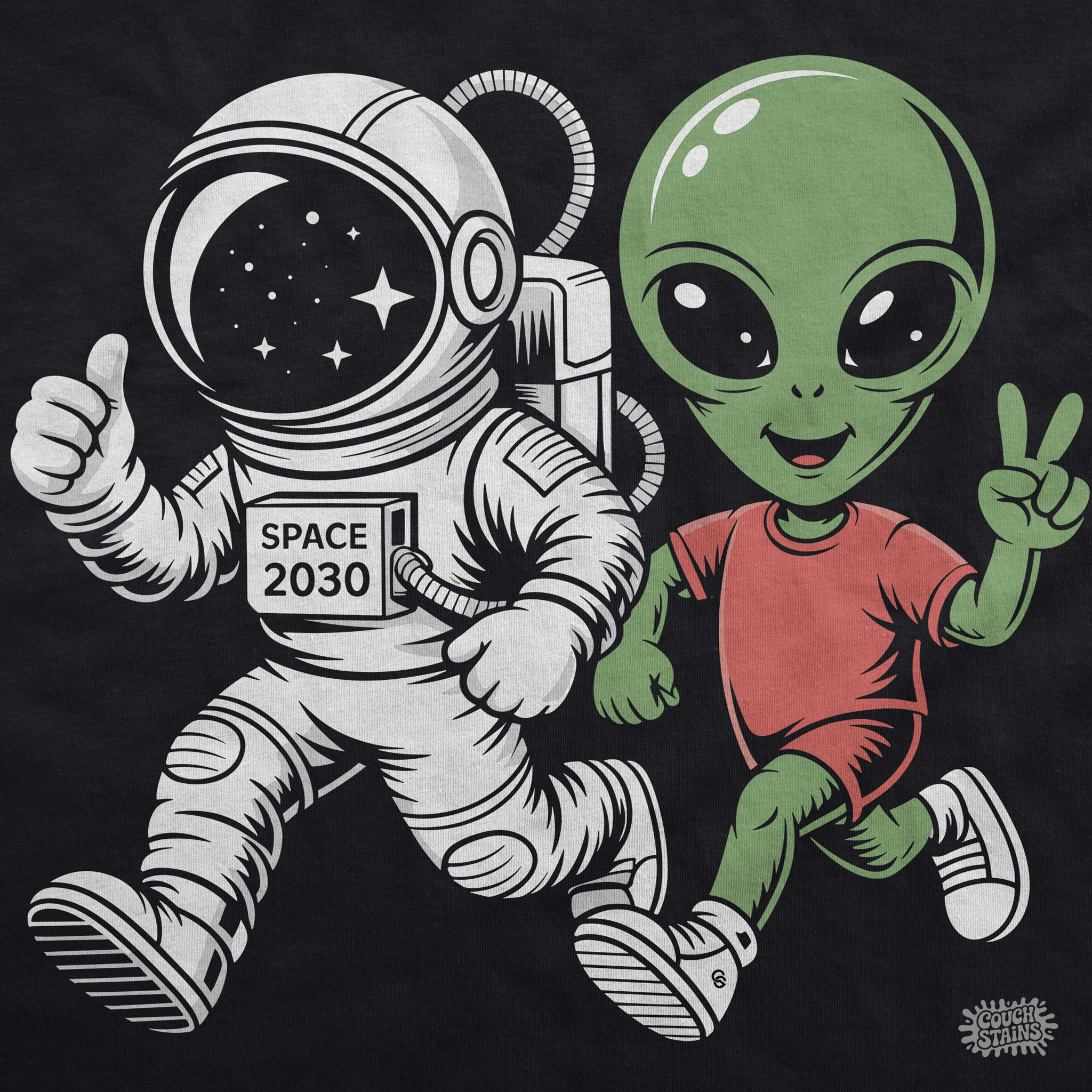 Space Race – Astronaut &amp; Alien Adventure Unisex T-Shirt
