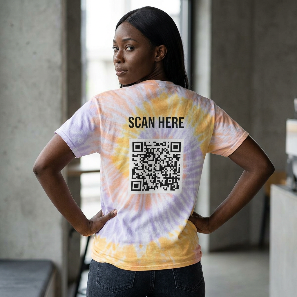 Tie Dye Tee "Let's Talk Real Estate." QR Code Back | Real Estate Agent Marketing Shirt product thumbnail image Tie Dye Tee "Let's Talk Real Estate." QR Code Back | Real Estate Agent Marketing Shirt product thumbnail image
