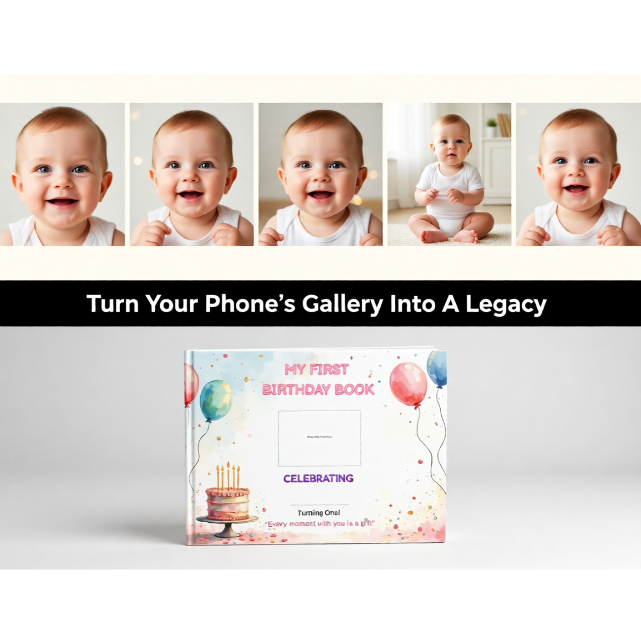 Personalized My First Birthday Hardcover Photobook - 11x8.5 Keepsake Gift for Babies and Moms product thumbnail image