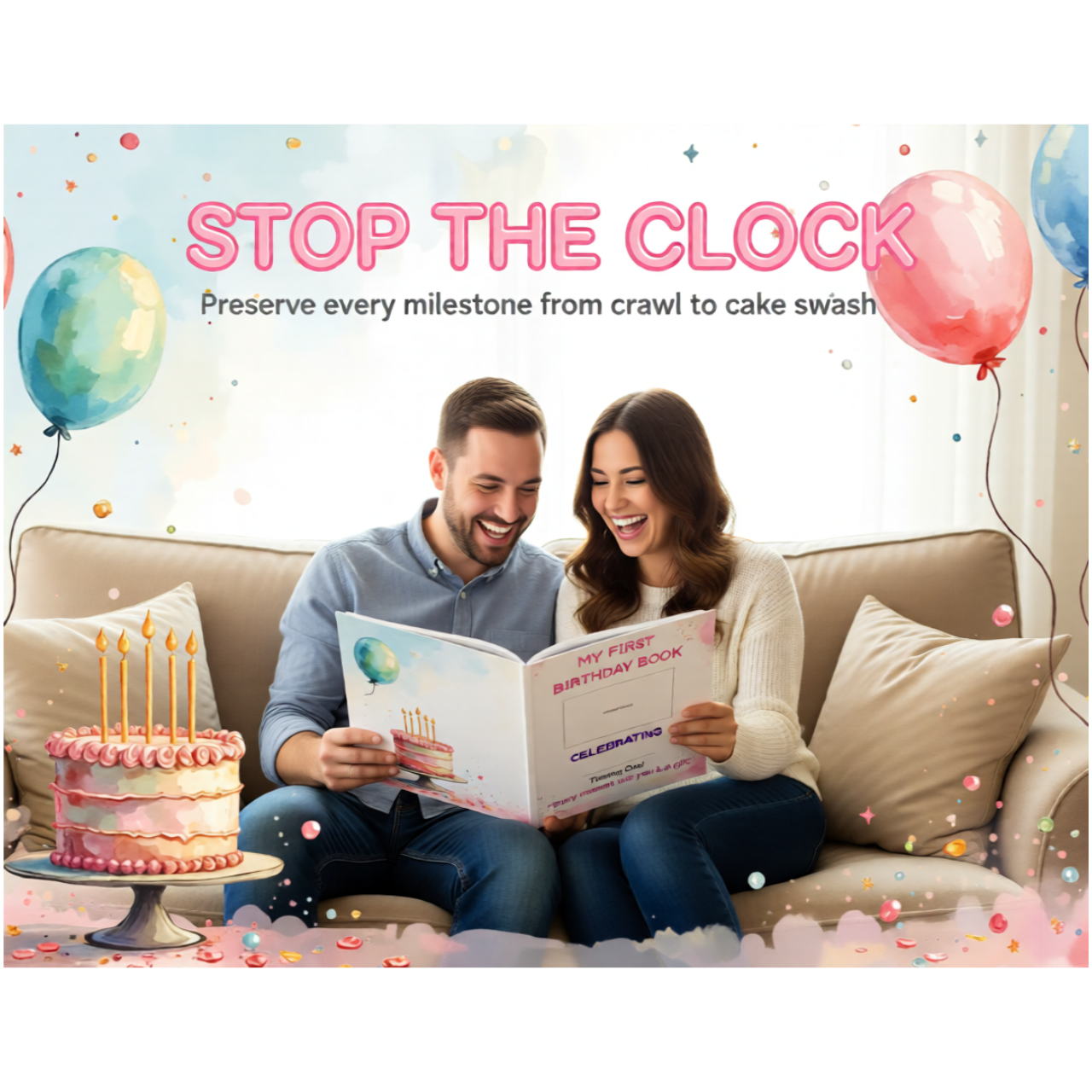 Personalized My First Birthday Hardcover Photobook - 11x8.5 Keepsake Gift for Babies and Moms product thumbnail image