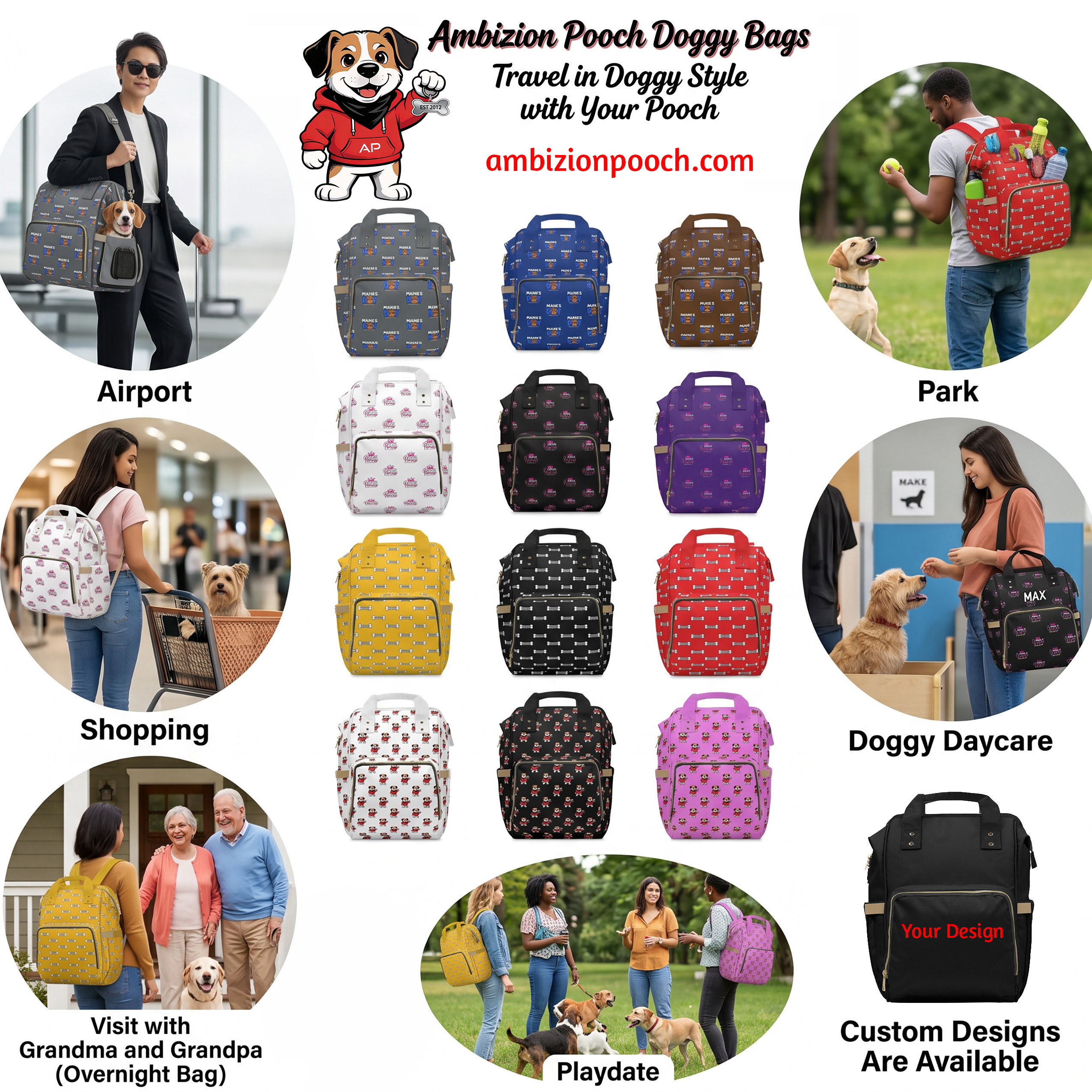 Ambizion Pooch Signature Puppy/Doggy Multifunctional Backpack Pink product thumbnail image Ambizion Pooch Signature Puppy/Doggy Multifunctional Backpack Pink product thumbnail image