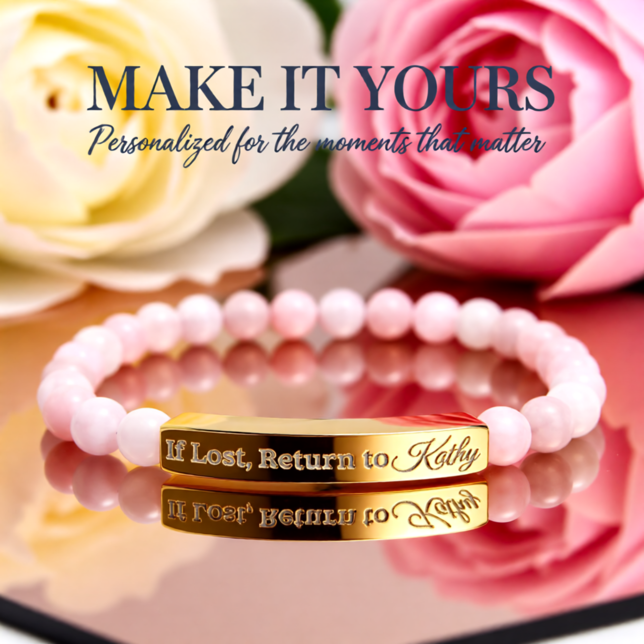 Custom Engraved Bar Bracelet | Unique Stretch Beaded Gift for Mom and Dad product thumbnail image Custom Engraved Bar Bracelet | Unique Stretch Beaded Gift for Mom and Dad product thumbnail image