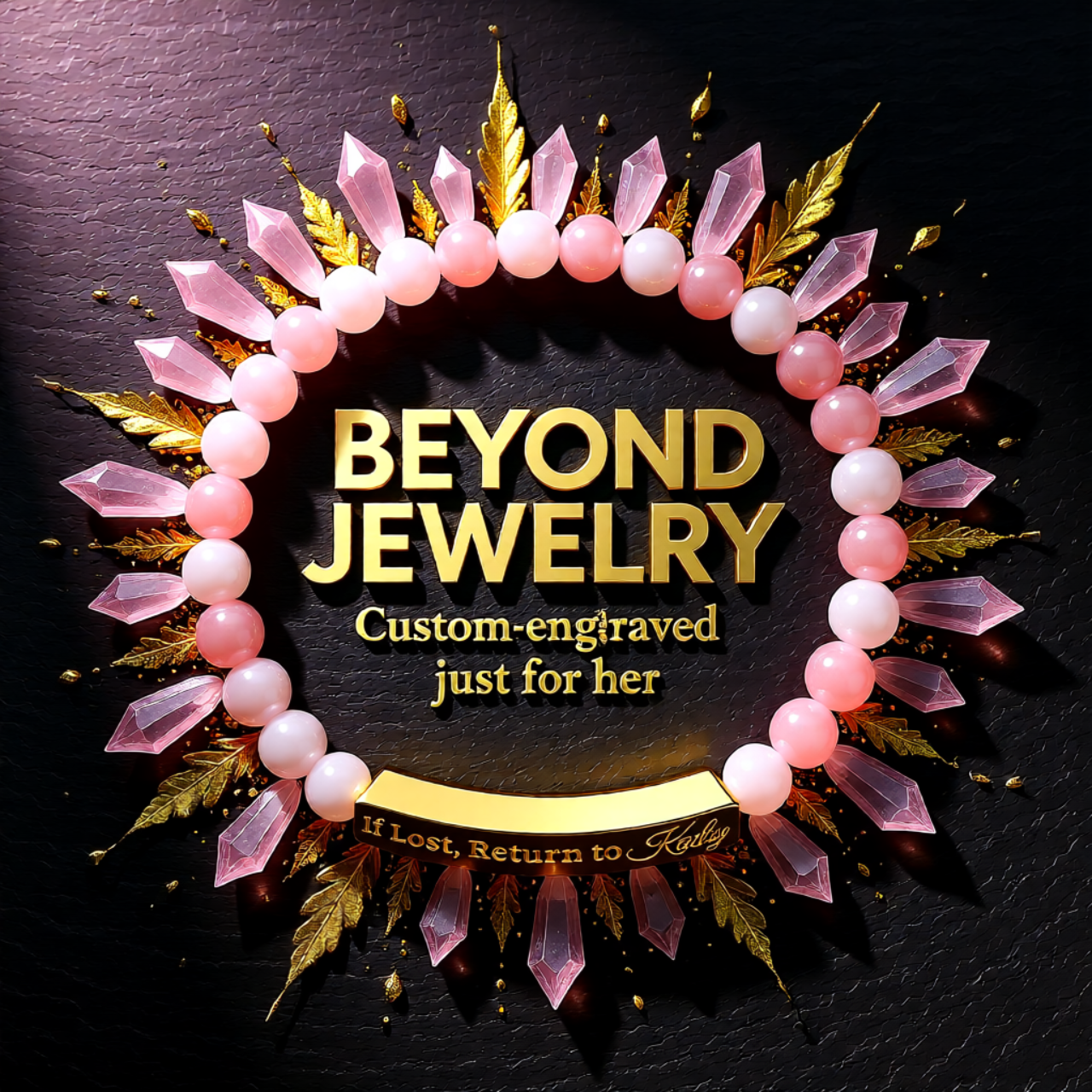 Custom Engraved Bar Bracelet | Unique Stretch Beaded Gift for Mom and Dad product thumbnail image