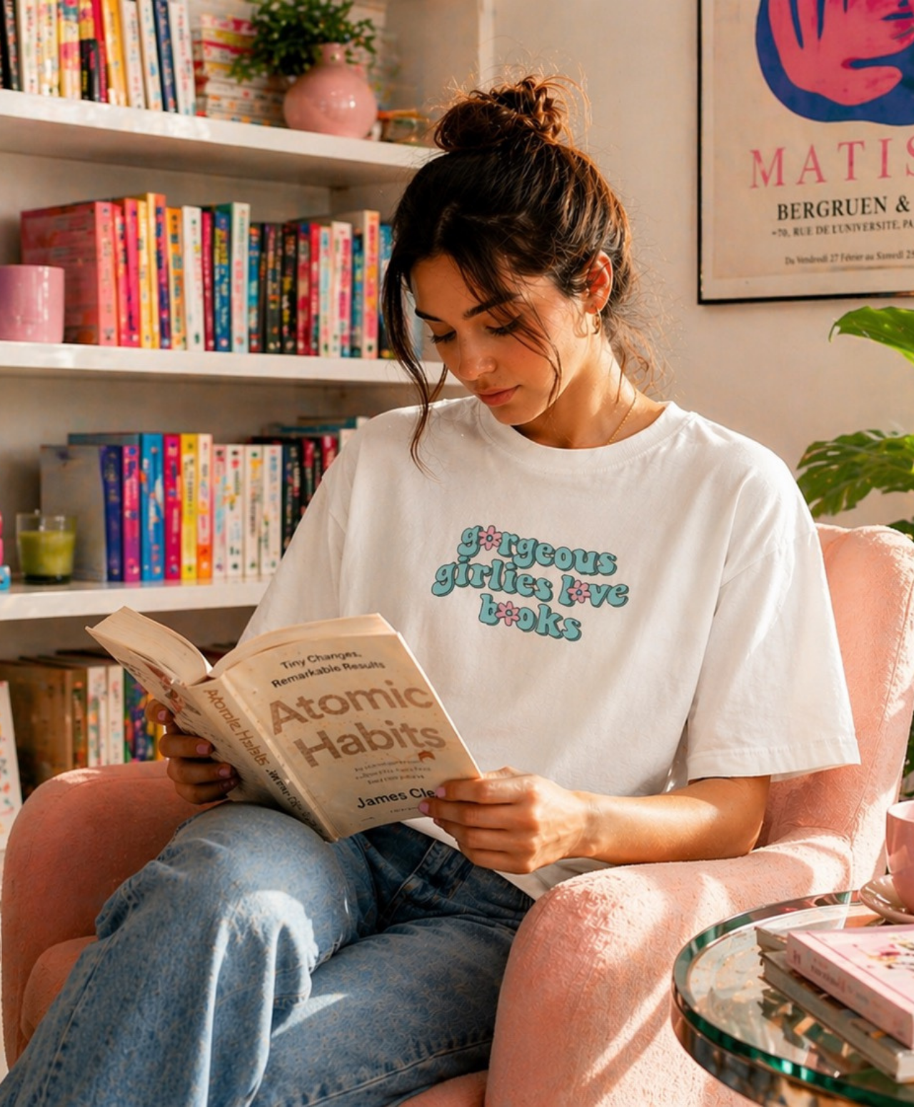 Gorgeous Girls Love Books Graphic T-Shirt – Pastel Retro Text Unisex Tee product thumbnail image Gorgeous Girls Love Books Graphic T-Shirt – Pastel Retro Text Unisex Tee product thumbnail image