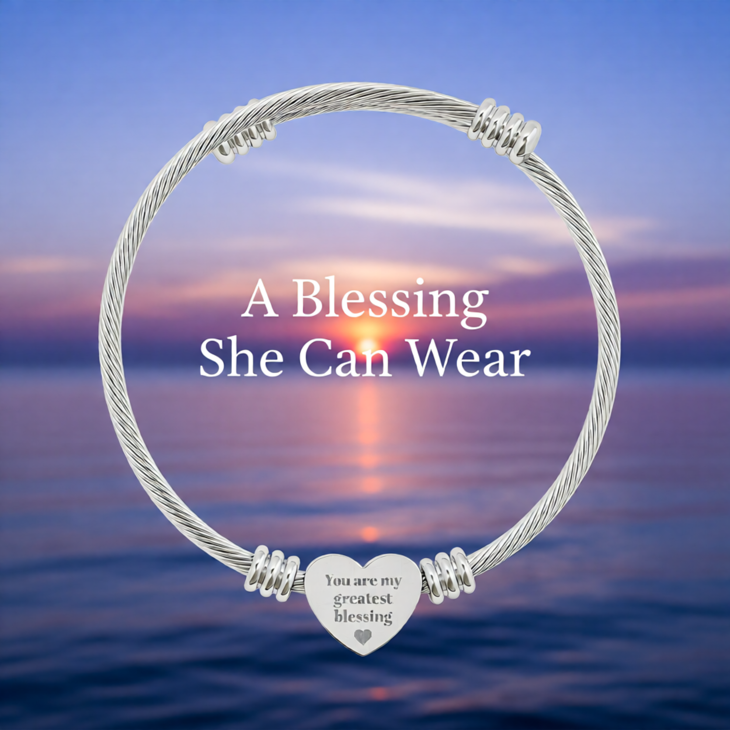 Heart Cuff Bracelet with Personalization | Stylish Cable Wire Bangle for Him &amp; Her | Unique Gifts for Mom and Dad  product thumbnail image