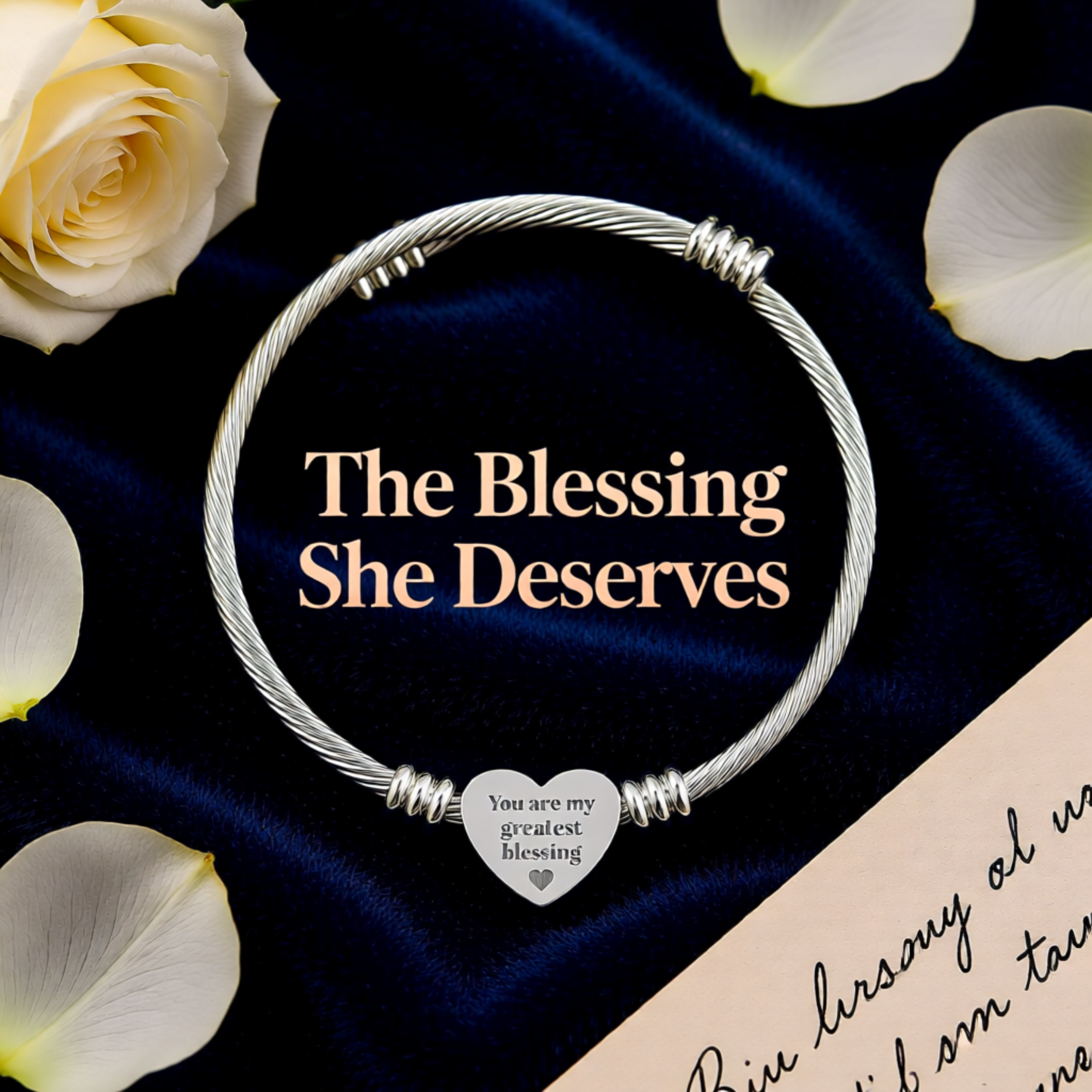 Heart Cuff Bracelet with Personalization | Stylish Cable Wire Bangle for Him &amp; Her | Unique Gifts for Mom and Dad  product thumbnail image