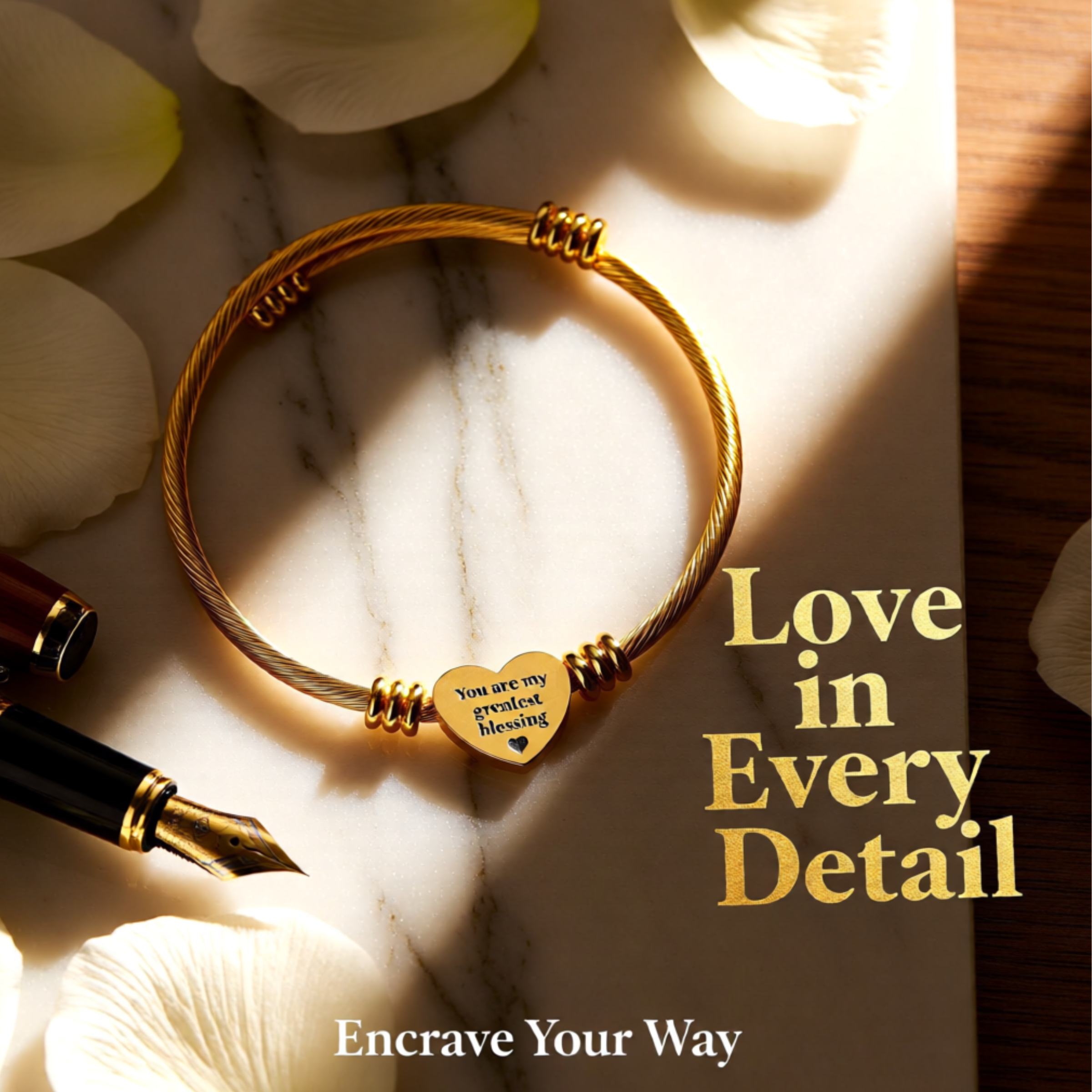 Heart Cuff Bracelet with Personalization | Stylish Cable Wire Bangle for Him &amp; Her | Unique Gifts for Mom and Dad  product thumbnail image