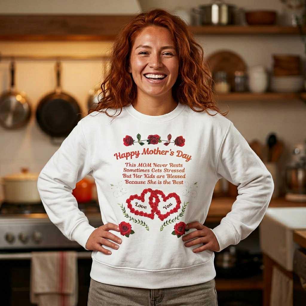 Happy Mother’s Day - Crewneck Sweatshirt, Floral Heart Design  product thumbnail image