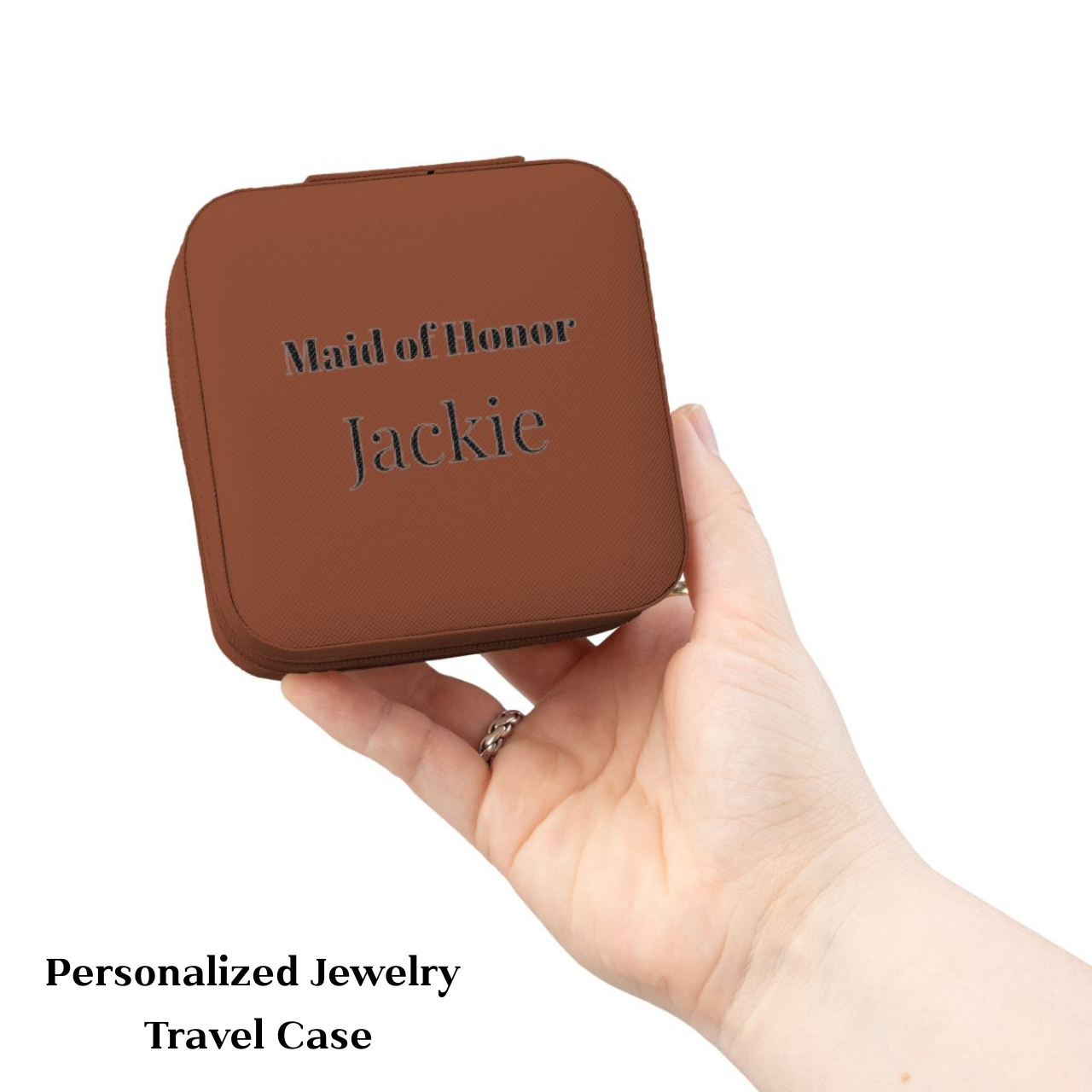 Maid of Honor Personalized Jewelry Travel Case | Compact Bridesmaid Ring Organizer product thumbnail image