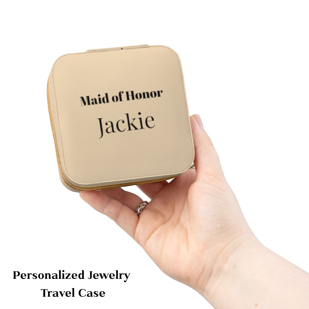 Maid of Honor Personalized Jewelry Travel Case | Compact Bridesmaid Ring Organizer product thumbnail image