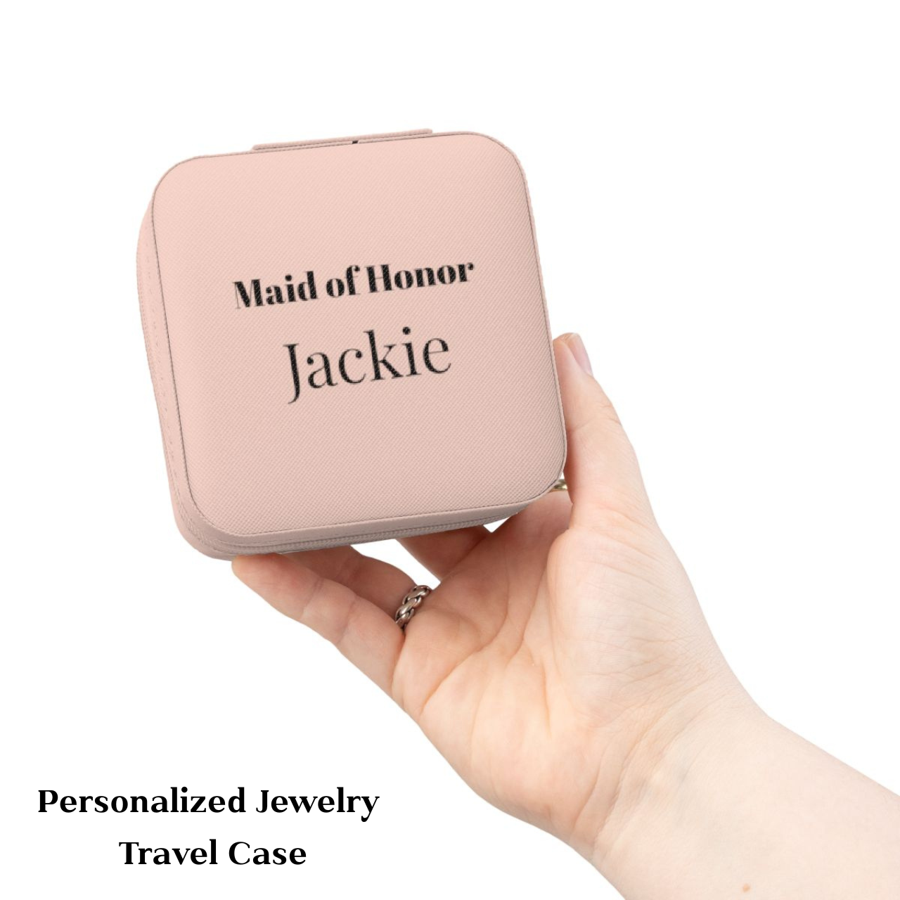 Maid of Honor Personalized Jewelry Travel Case | Compact Bridesmaid Ring Organizer product thumbnail image