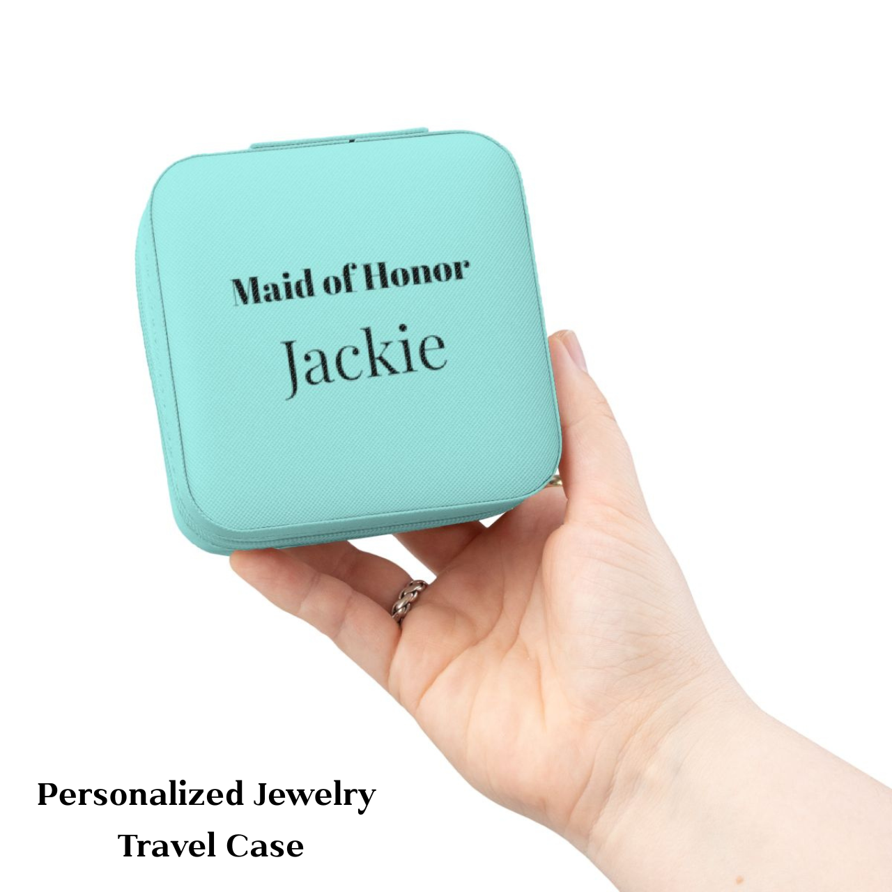 Maid of Honor Personalized Jewelry Travel Case | Compact Bridesmaid Ring Organizer product thumbnail image