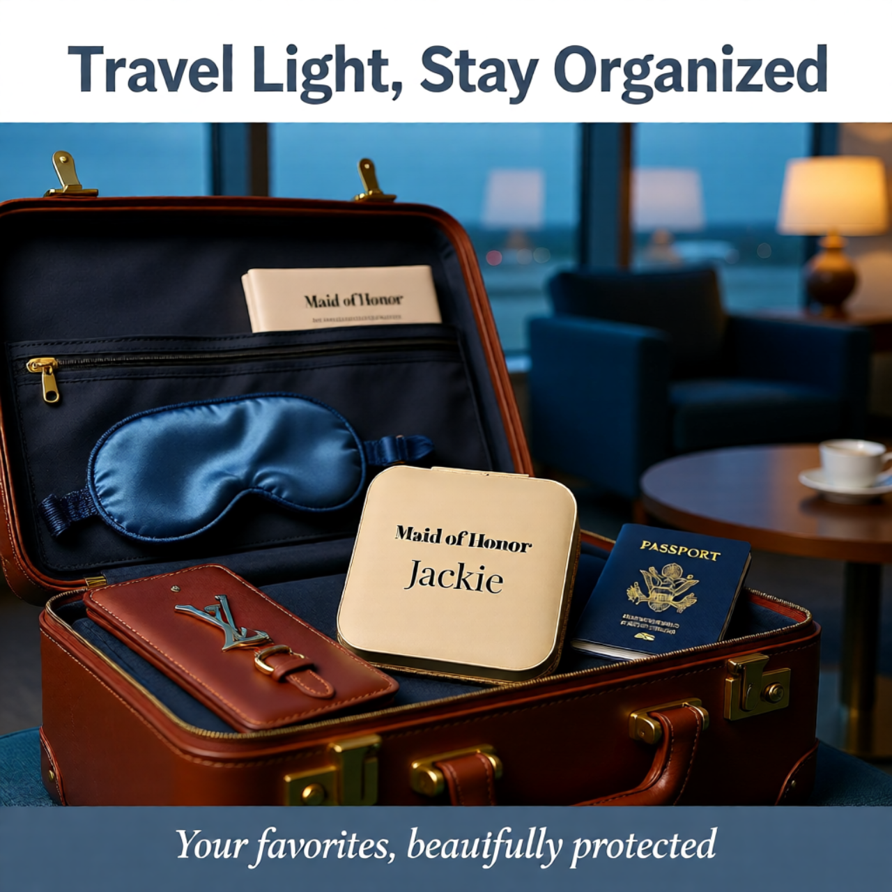 Maid of Honor Personalized Jewelry Travel Case | Compact Bridesmaid Ring Organizer product thumbnail image