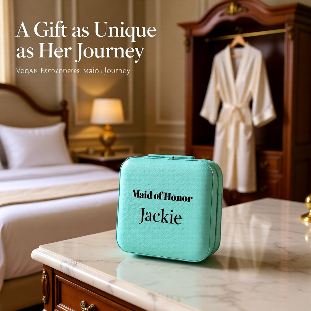 Maid of Honor Personalized Jewelry Travel Case | Compact Bridesmaid Ring Organizer product thumbnail image Maid of Honor Personalized Jewelry Travel Case | Compact Bridesmaid Ring Organizer product thumbnail image