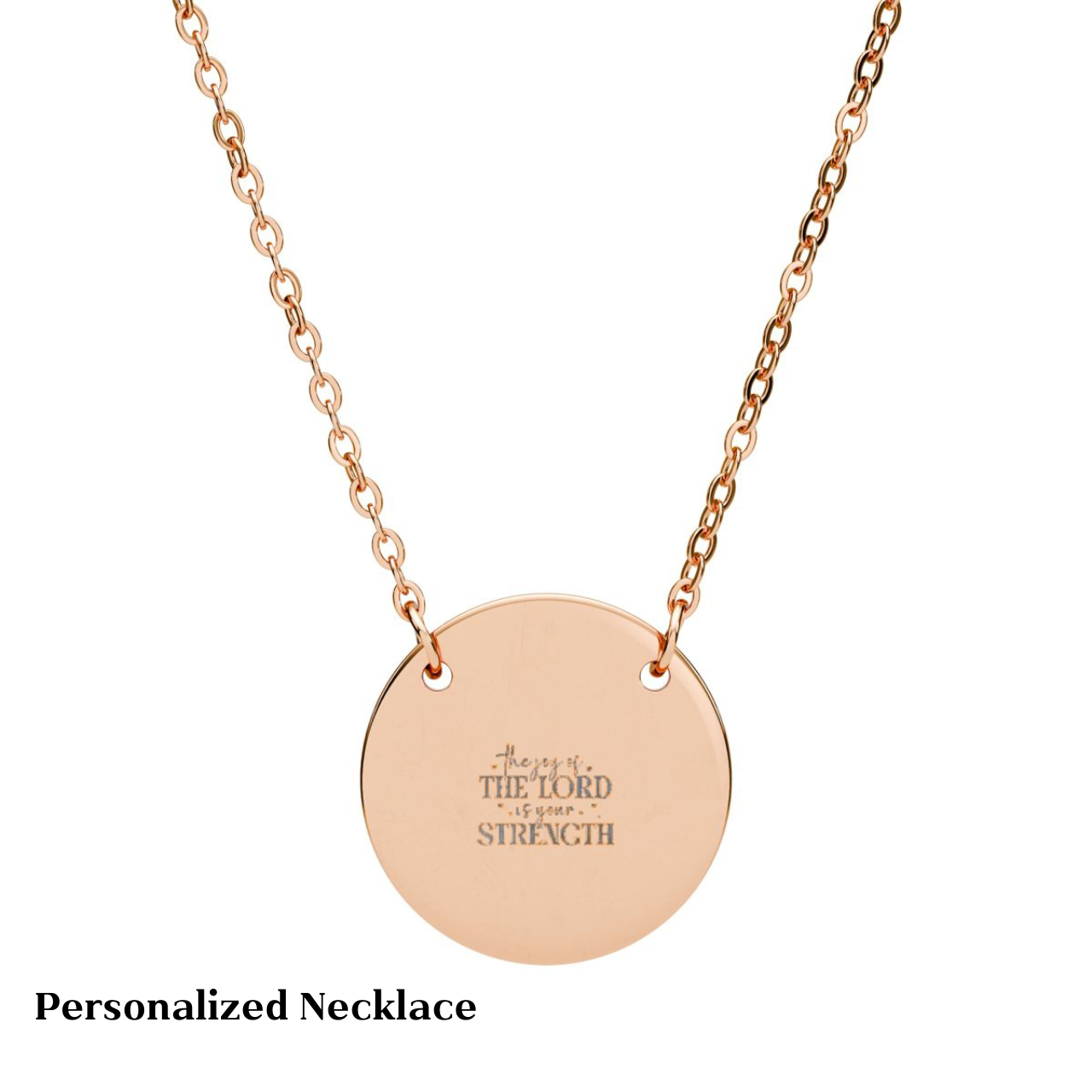 Engravable Circle Necklace — "The Joy of the Lord Is Our Strength" Personalized Pendant | Unique Gifts for Him or Her | Wear Your Faith product thumbnail image Engravable Circle Necklace — "The Joy of the Lord Is Our Strength" Personalized Pendant | Unique Gifts for Him or Her | Wear Your Faith product thumbnail image