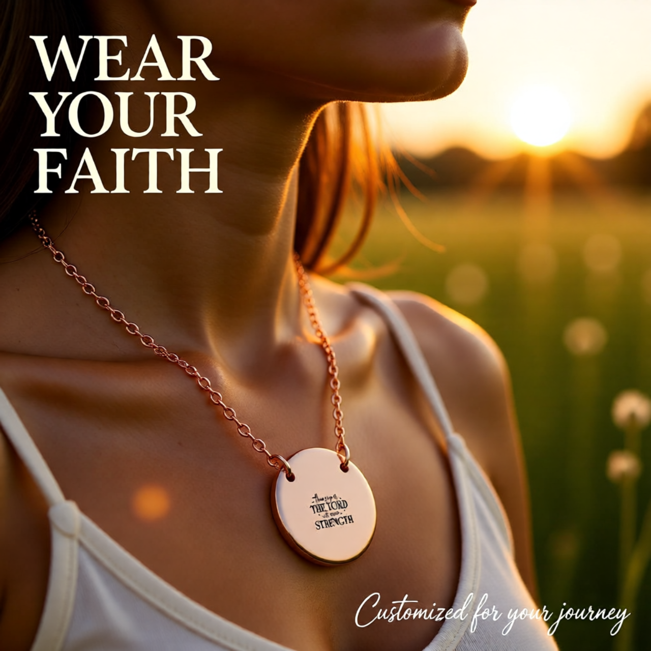 Engravable Circle Necklace — "The Joy of the Lord Is Our Strength" Personalized Pendant | Unique Gifts for Him or Her | Wear Your Faith product thumbnail image Engravable Circle Necklace — "The Joy of the Lord Is Our Strength" Personalized Pendant | Unique Gifts for Him or Her | Wear Your Faith product thumbnail image