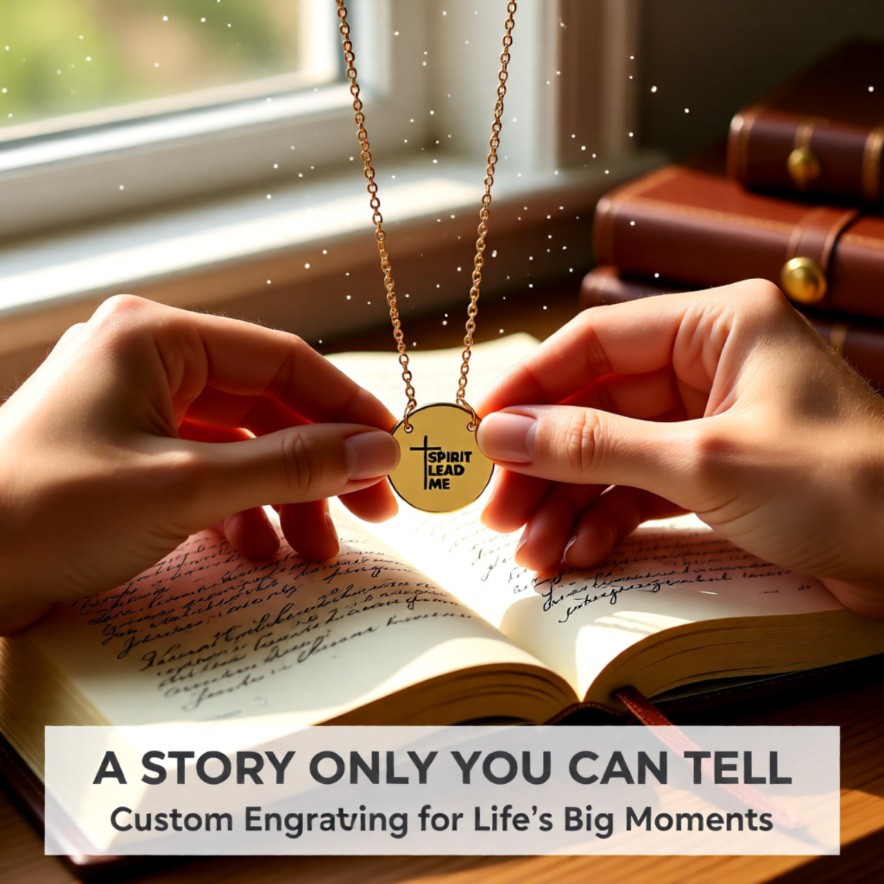 Engraved Circle Necklace "Spirit Lead Me" – Christian Cross Pendant, Inspirational Gift | Unique gift for all occasions product thumbnail image