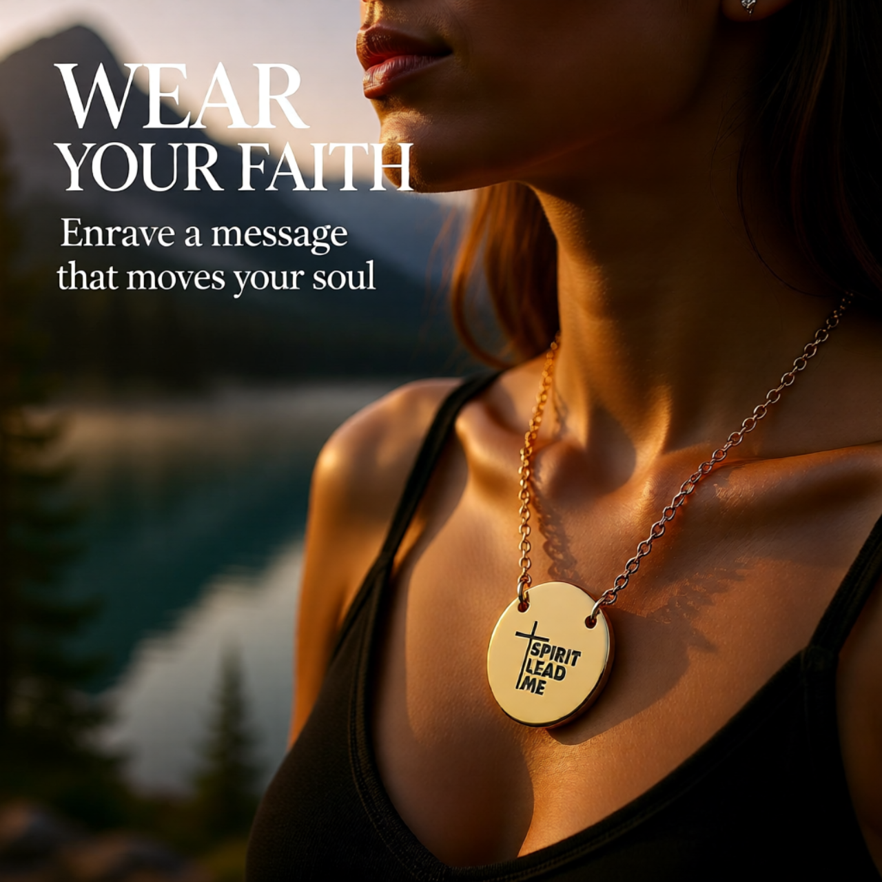 Engraved Circle Necklace "Spirit Lead Me" – Christian Cross Pendant, Inspirational Gift | Unique gift for all occasions product thumbnail image Engraved Circle Necklace "Spirit Lead Me" – Christian Cross Pendant, Inspirational Gift | Unique gift for all occasions product thumbnail image