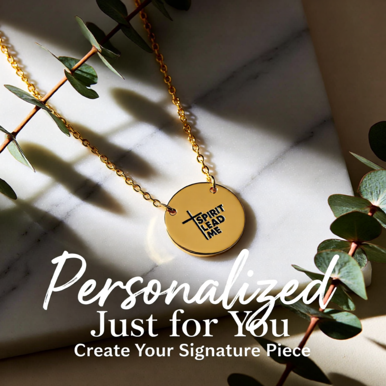 Engraved Circle Necklace "Spirit Lead Me" – Christian Cross Pendant, Inspirational Gift | Unique gift for all occasions product thumbnail image