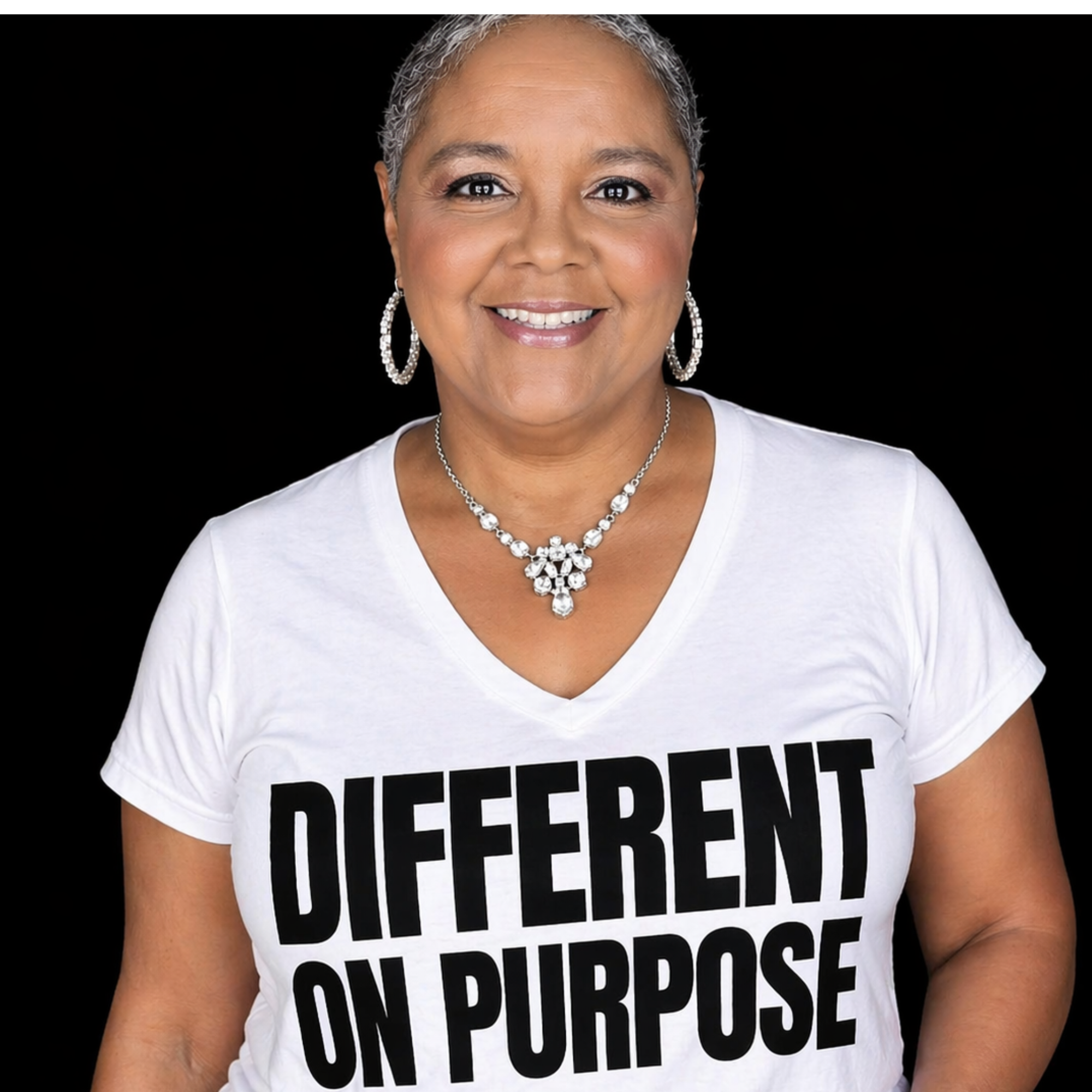 Different On Purpose Black Text Unisex Jersey Short Sleeve V-Neck Tee product thumbnail image