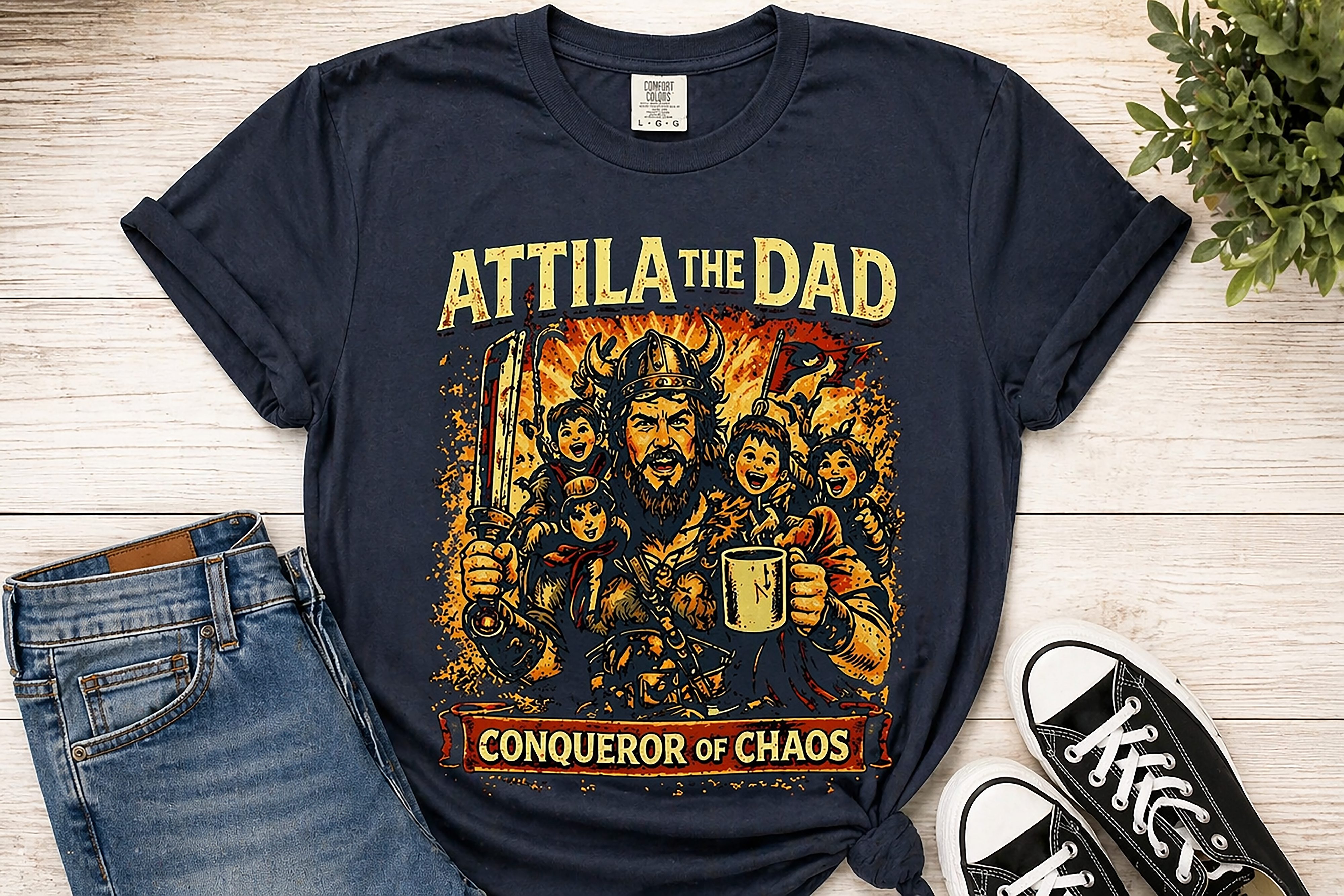 Attila the Dad Shirt, Conqueror of Chaos Tee, Funny Dad Shirt, Fatherhood Humor, Vintage Graphic Tee, Gift for Dad, Comfort Colors 1717
