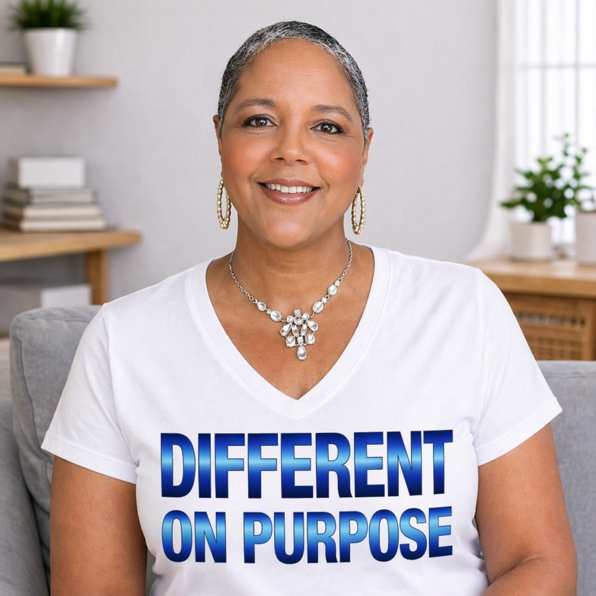 Different On Purpose (Blue) Short Sleeve V-Neck Tee product thumbnail image