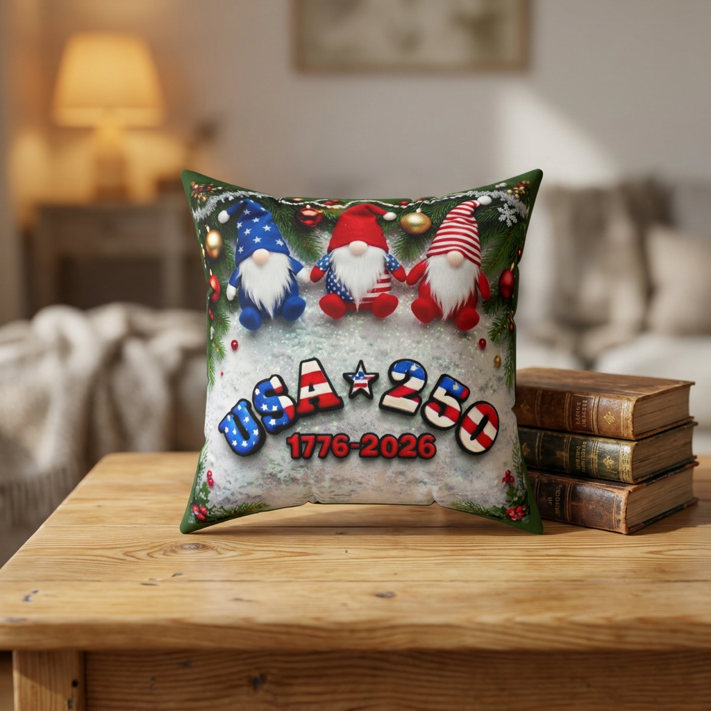 Patriotic Christmas Gnome Throw Pillow - USA 250, 1776-2026 (green) product thumbnail image Patriotic Christmas Gnome Throw Pillow - USA 250, 1776-2026 (green) product thumbnail image