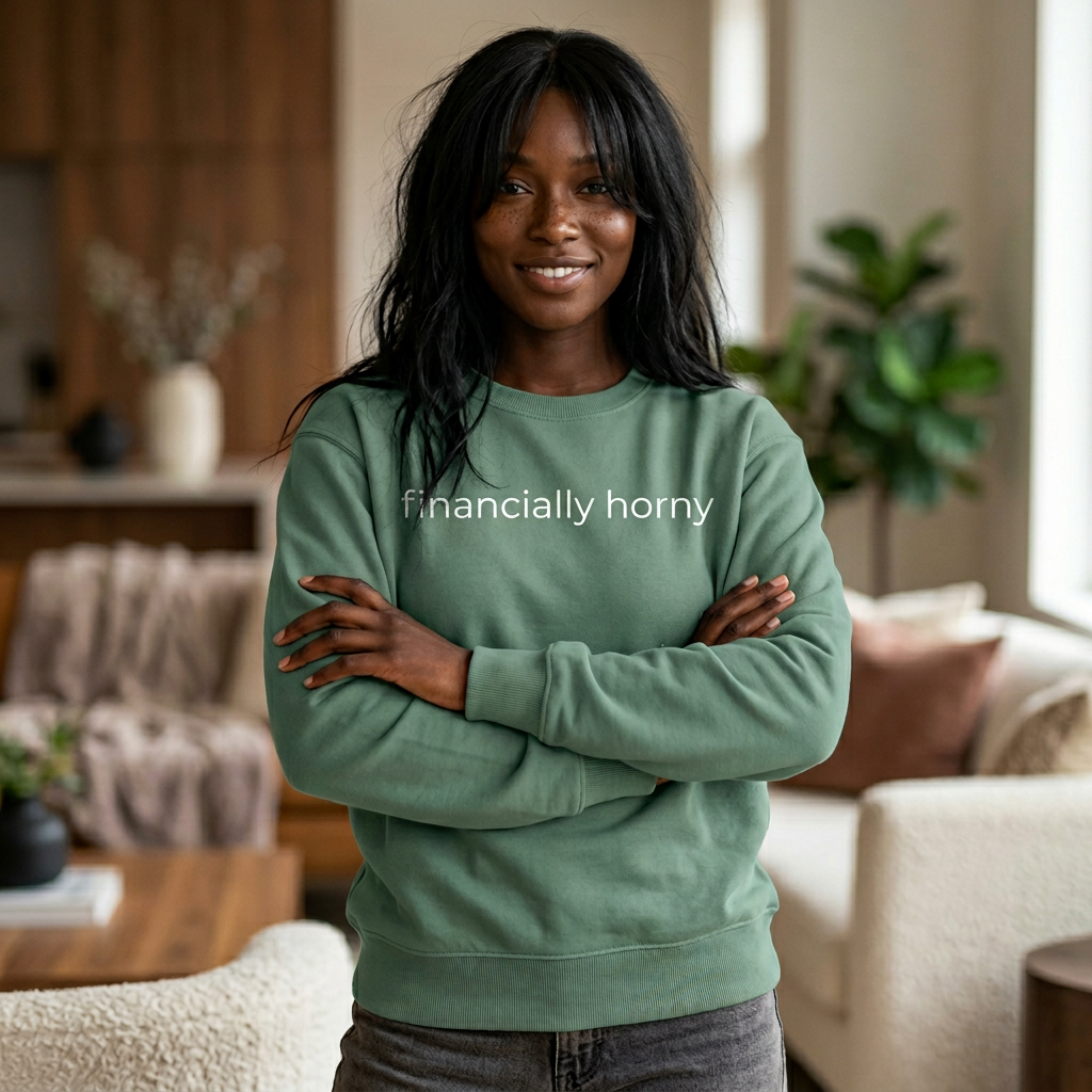 Financially Horny Sweatshirt — Funny Finance Quote Cozy Crewneck product thumbnail image Financially Horny Sweatshirt — Funny Finance Quote Cozy Crewneck product thumbnail image