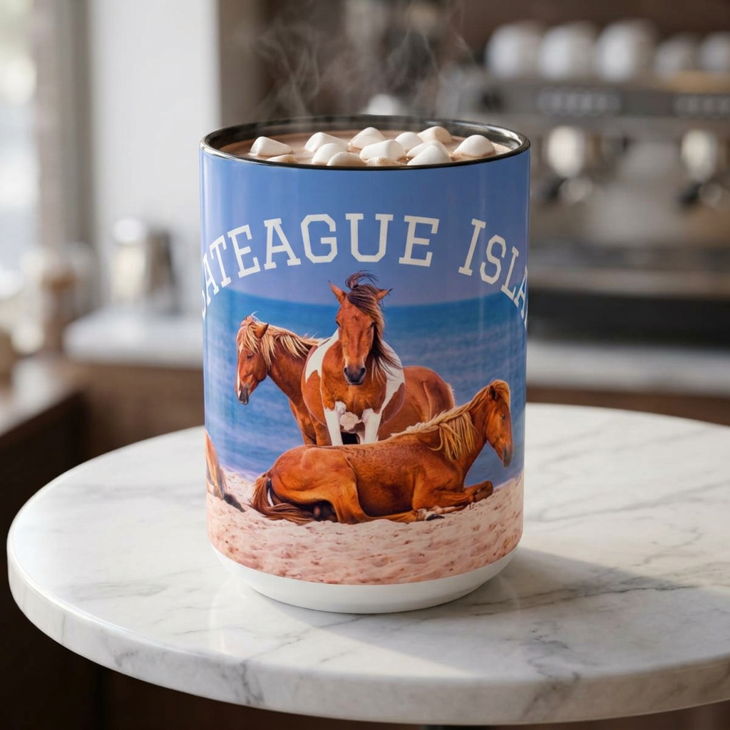 Beach-Themed Accent Coffee Mug, Wild Horse Decor, Gift for Nature Lovers, Coastal Home, Beach Vibes, Summer Relaxation product thumbnail image