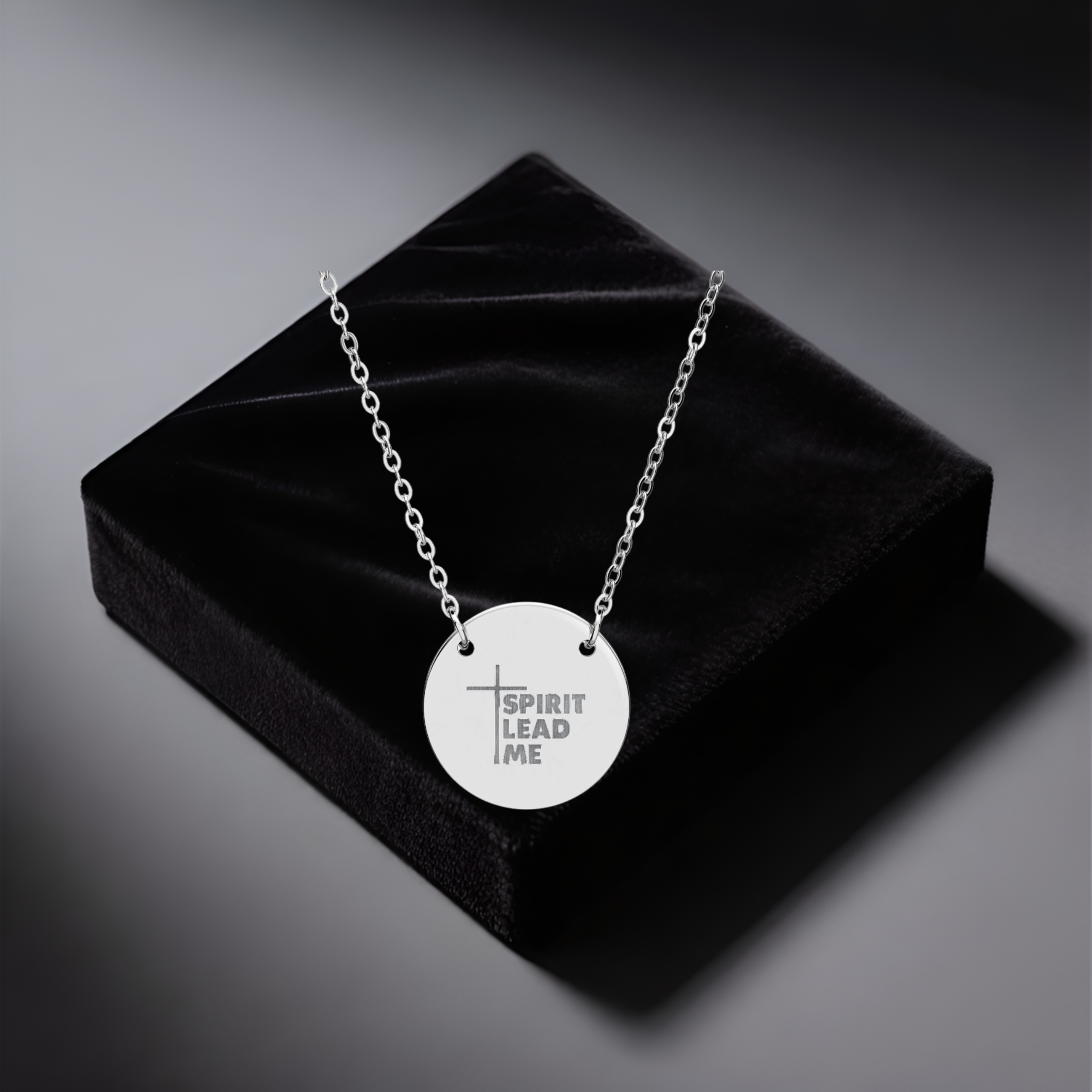 Personalized Engraved Circle Necklace | 'Spirit Lead Me' Christian Cross Pendant Gift for Mom and Dad product thumbnail image Personalized Engraved Circle Necklace | 'Spirit Lead Me' Christian Cross Pendant Gift for Mom and Dad product thumbnail image