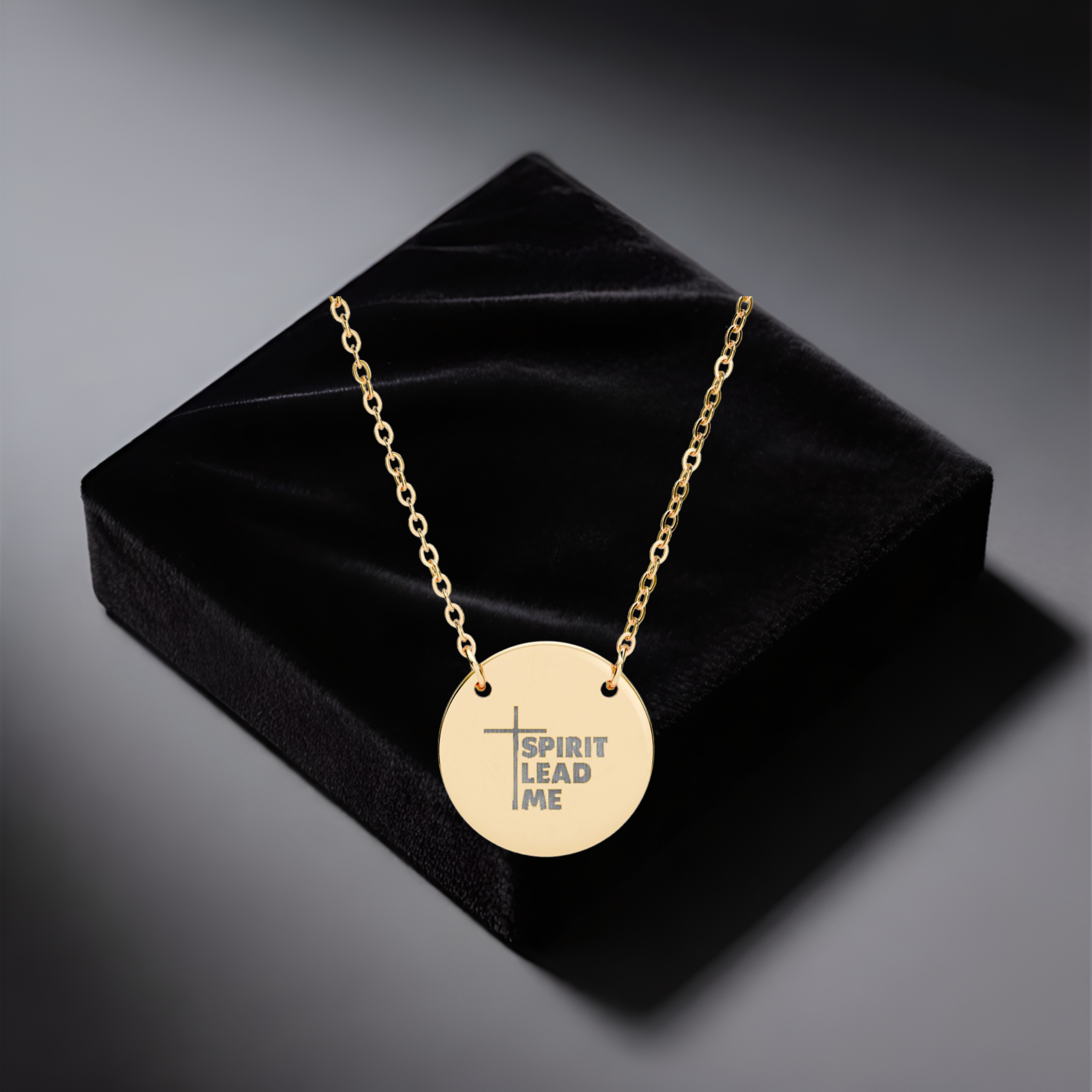 Personalized Engraved Circle Necklace | 'Spirit Lead Me' Christian Cross Pendant Gift for Mom and Dad product thumbnail image Personalized Engraved Circle Necklace | 'Spirit Lead Me' Christian Cross Pendant Gift for Mom and Dad product thumbnail image