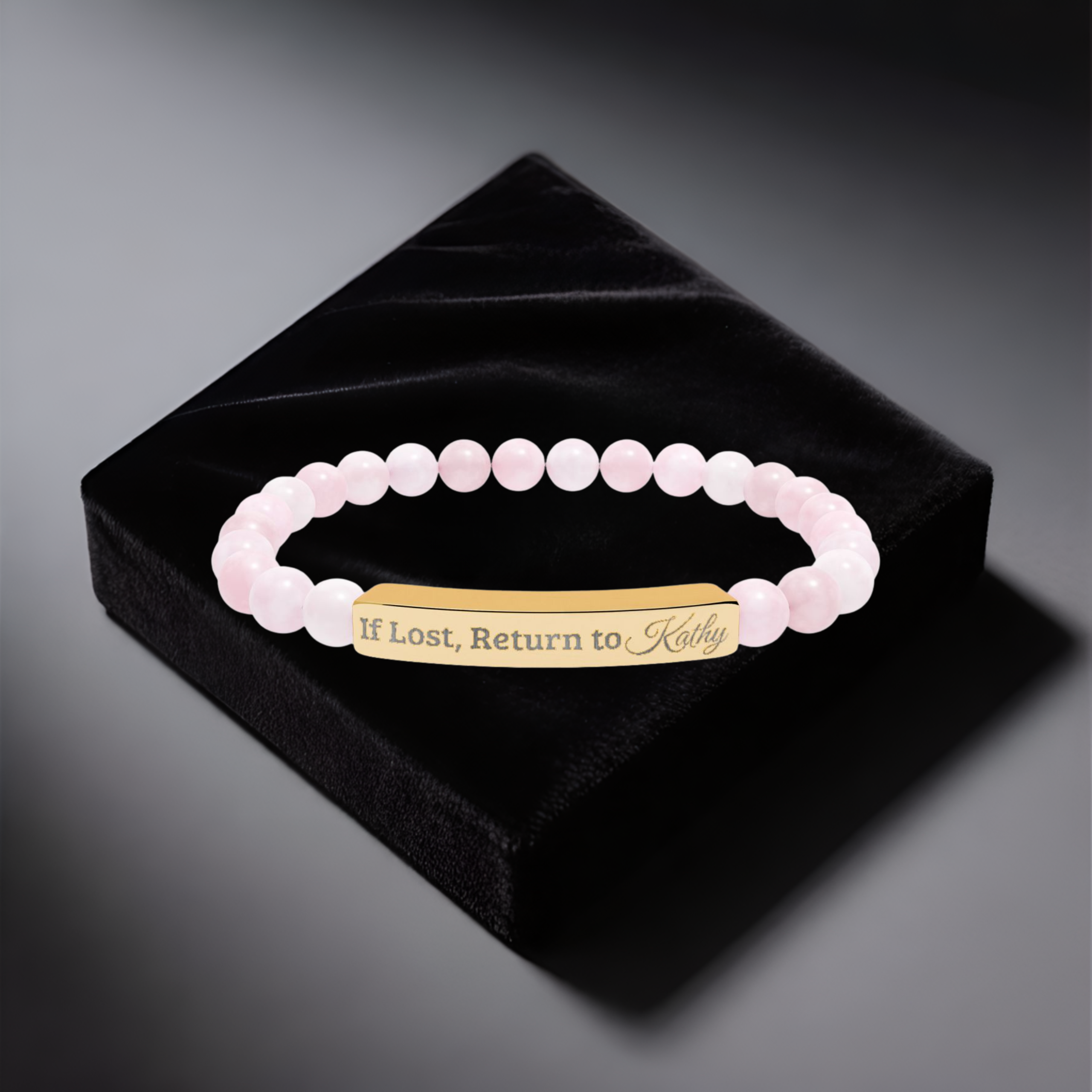 Loved Beyond Measure Engraved Bar Bracelet | Natural Stone Stretch Beaded Jewelry - Perfect Gift for Him or Her